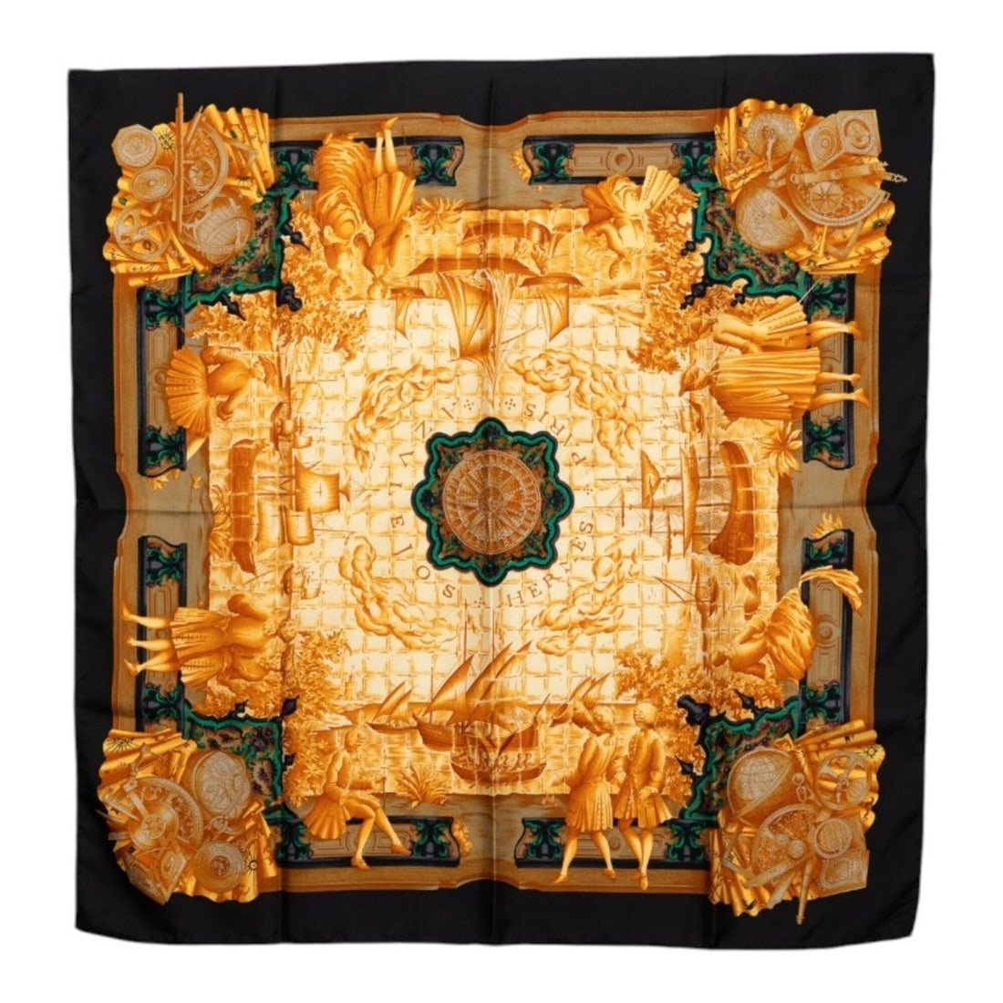 Hermes Carre 90 Azulejos Scarf/Muffler, Black/Brown Silk, Women's.: --- Catalog ---Category: SizeSize (LxW): 88.5cm x 87cm / 34.84'' x 34.25''Category: DesignType: ScarfColor: Black, BrownGender: WomenMaterial: Silk Category: GeneralBrand: Hermes--- Item List ---Secti