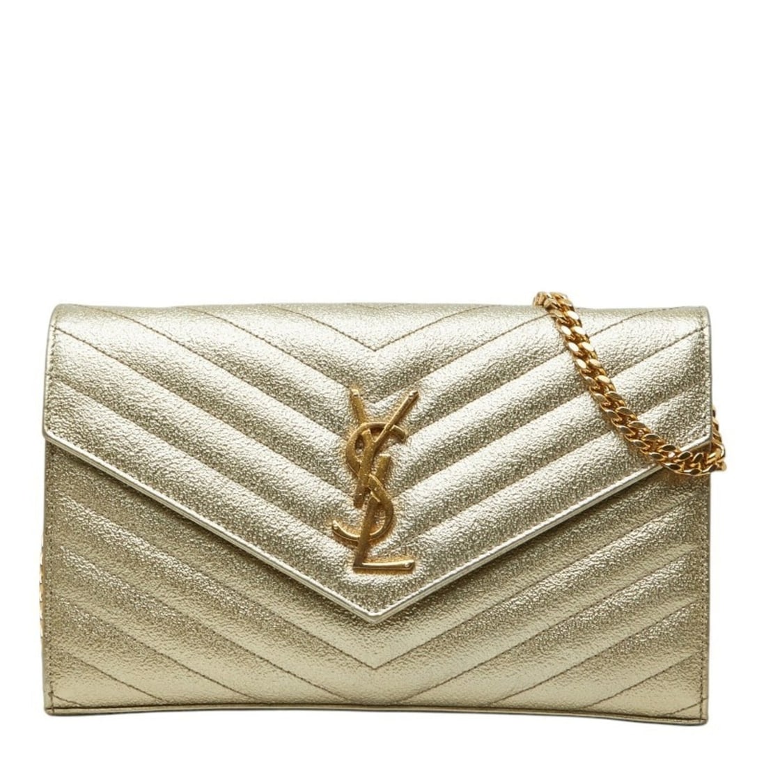 Saint Laurent Cassandra YSL Logo Crossbody Wallet Chain Shoulder Bag 377828 Gold Leather Women's: --- Catalog ---Category: SizeSize (HxWxD): 14.5cm x 22cm x 2.5cm / 5.7'' x 8.66'' x 0.98''Category: DesignType: Shoulder bagColor: GoldGender: WomenMaterial: Leather Category: GeneralBrand: Saint Laur