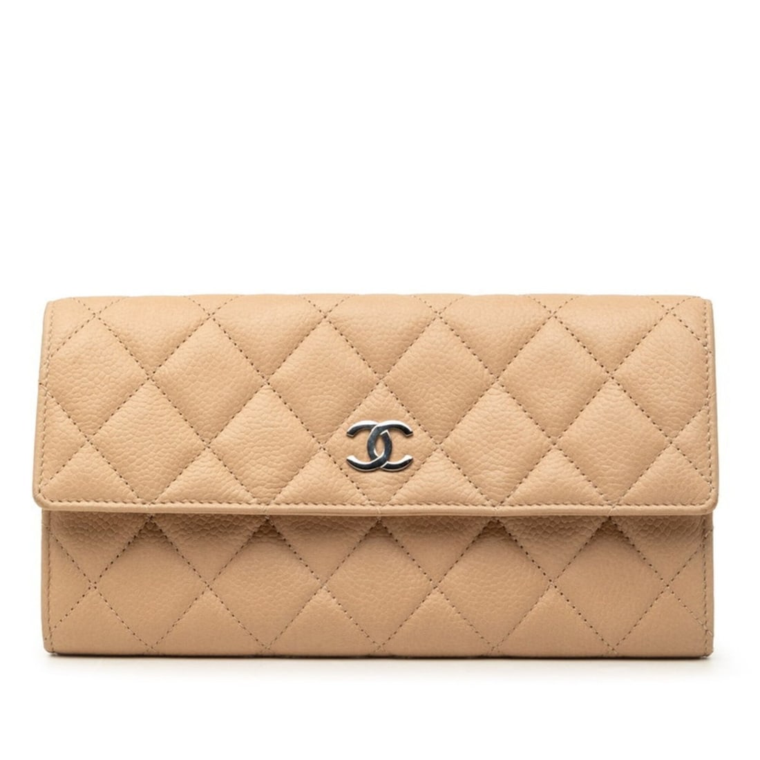 Chanel Coco Mark Matelassé Long Wallet, Beige Caviar Leather, Women's CHANEL: --- Catalog ---Category: SizeSize (HxWxD): 10.5cm x 19.3cm x 2cm / 4.13'' x 7.59'' x 0.78''Category: DesignType: Long wallet (bi-fold)Color: BeigeGender: WomenMaterial: Grained Calfskin Category: Gene
