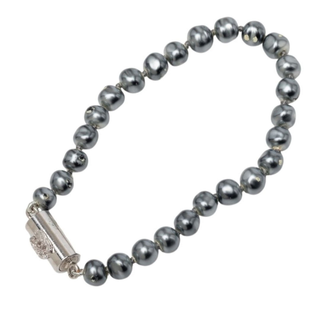Chanel Coco Mark Bracelet, Silver, Faux Pearl, Metal, Women's CHANEL: --- Catalog ---Category: SizeLength: 17cm / 6.69''Category: DesignType: Charm braceletColor: SilverGender: WomenCategory: GeneralBrand: Chanel--- Item List ---Section: ConditionRanking: Rank AB Used -