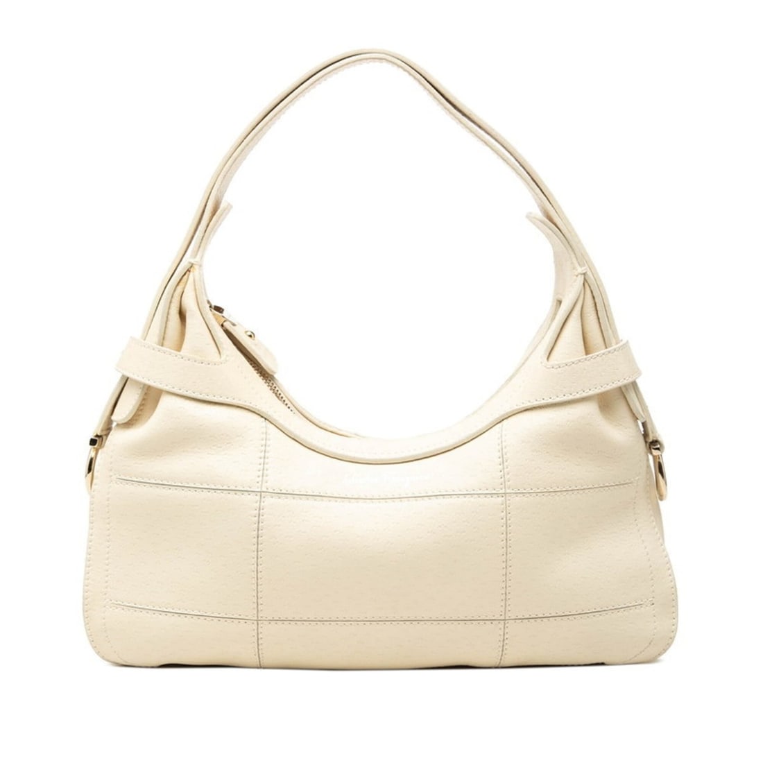 Salvatore Ferragamo Gancini Handbag, Ivory Cream Beige Leather, Women's.: --- Catalog ---Category: SizeSize (HxWxD): 15cm x 31.5cm x 7cm / 5.9'' x 12.4'' x 2.75''Category: DesignType: HandbagColor: Beige, Cream, IvoryGender: WomenMaterial: Leather Category: GeneralBrand: Sa