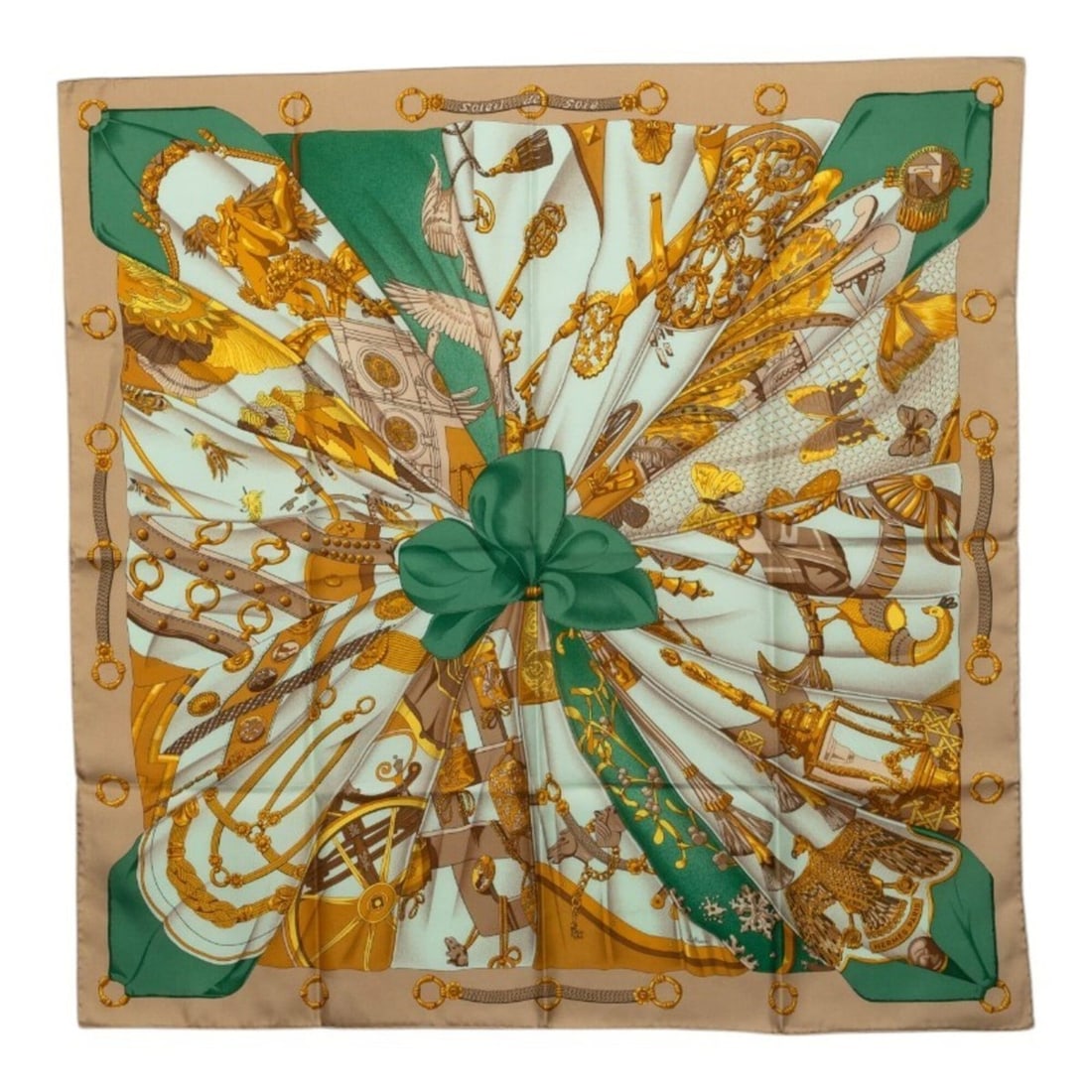 Hermes Silk Sun Soleil de Soie Scarf Muffler Beige Multicolor Women's HERMES: --- Catalog ---Category: SizeSize (LxW): 87.5cm x 88cm / 34.44'' x 34.64''Category: DesignType: ScarfColor: Beige, Multi-colorGender: WomenMaterial: Silk Category: GeneralBrand: Hermes--- Item List --