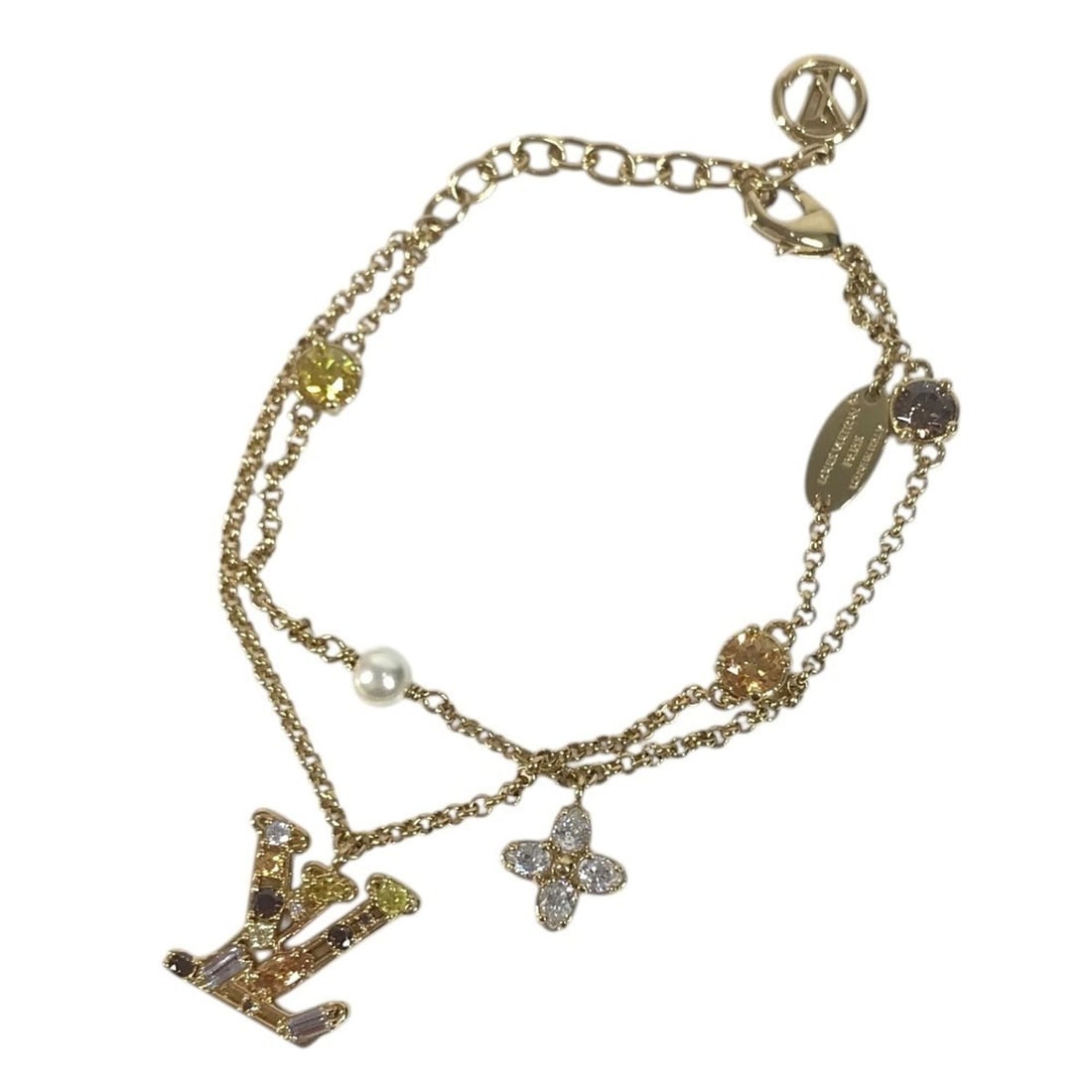 LOUIS VUITTON M1683A Bangle Accessory, Double Strand, Ladies' LV Metal Strass Faux Pearl Rhinestone: --- Catalog ---Category: SizeLength: 19cm / 7.48''Category: DesignType: BangleColor: GoldGender: Men,WomenMaterial: MetalCategory: GeneralMPN: M1683ABrand: Louis VuittonCountry of Origin: Italy--- Ite