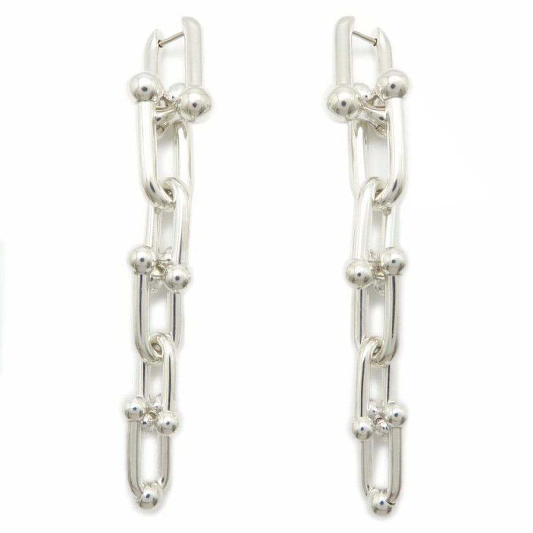 TIFFANY&Co. Hardware Graduated Link Earrings, SV925, Women's, 295773 (1 of 9)