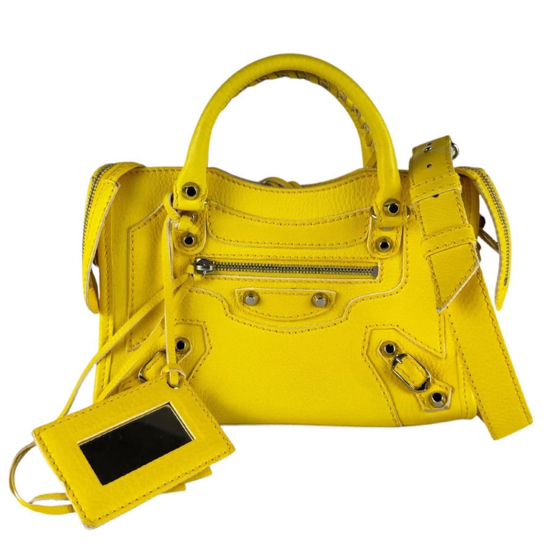 Balenciaga BALENCIAGA Handbag Shoulder Bag Classic Mini City Leather Yellow Silver Women's z10534: --- Catalog ---Category: SizeSize (HxWxD): 16cm x 24cm x 6cm / 6.29'' x 9.44'' x 2.36''Category: DesignType: Handbag, Shoulder bagColor: YellowGender: WomenMaterial: Leather Category: GeneralBrand: Ba