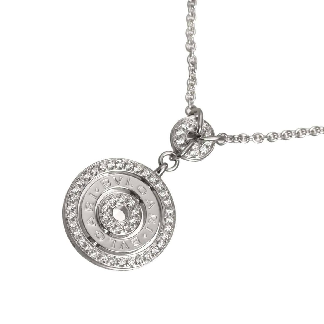 Bulgari BVLGARI Astrale Cerchi Diamond Necklace 46cm 18K WG White Gold 750: --- Catalog ---Category: SizePendant Size: 35mm x 21mm / 1.37'' x 0.82''Neck Circumference: 46 cm / 18.11''Category: DesignGender: WomenMaterial: White gold (18K)Necklace Type: NecklaceCategory: Gener