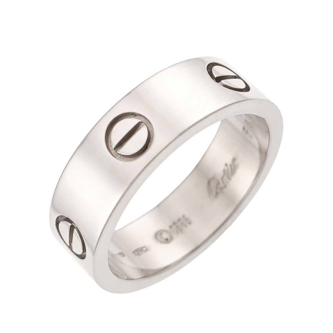 Cartier Love Ring #57, 18K WG (White Gold 750): --- Catalog ---Category: SizeUS Size: 8.5Brand Size: 57Category: DesignType: Band ringGender: MenMaterial: White gold (18K)Category: GeneralBrand: Cartier--- Item List ---Section: ConditionRanking: Ra