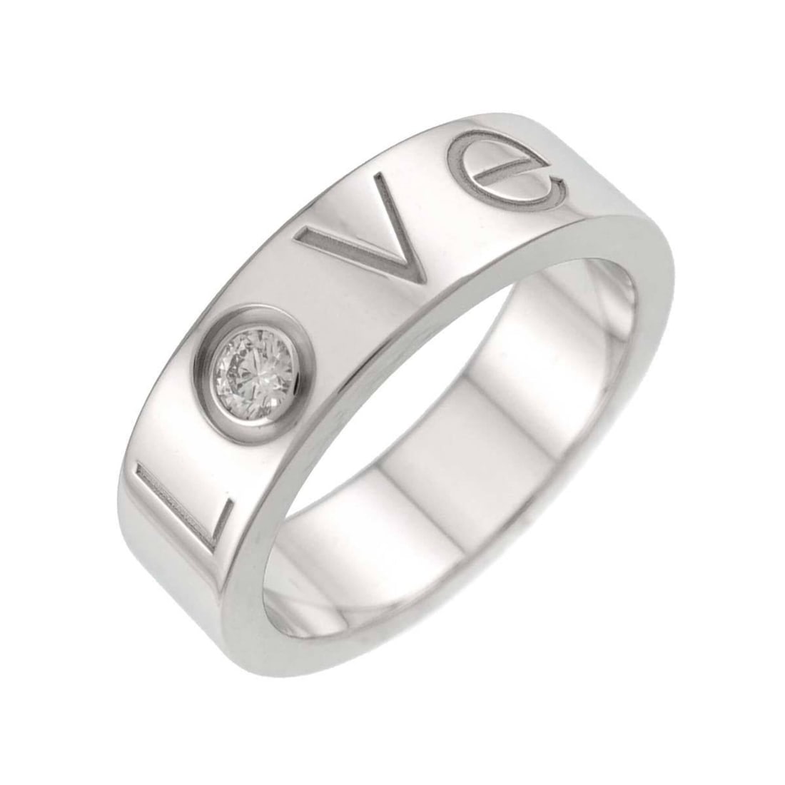 Cartier Love Ring #51, 1P Diamond, 18K WG White Gold 750, Limited Edition, 2006.: --- Catalog ---Category: SizeUS Size: 6Brand Size: 51Category: DesignType: Band ringGender: WomenMaterial: White gold (18K)Category: GeneralBrand: Cartier--- Item List ---Section: ConditionRanking: Ra
