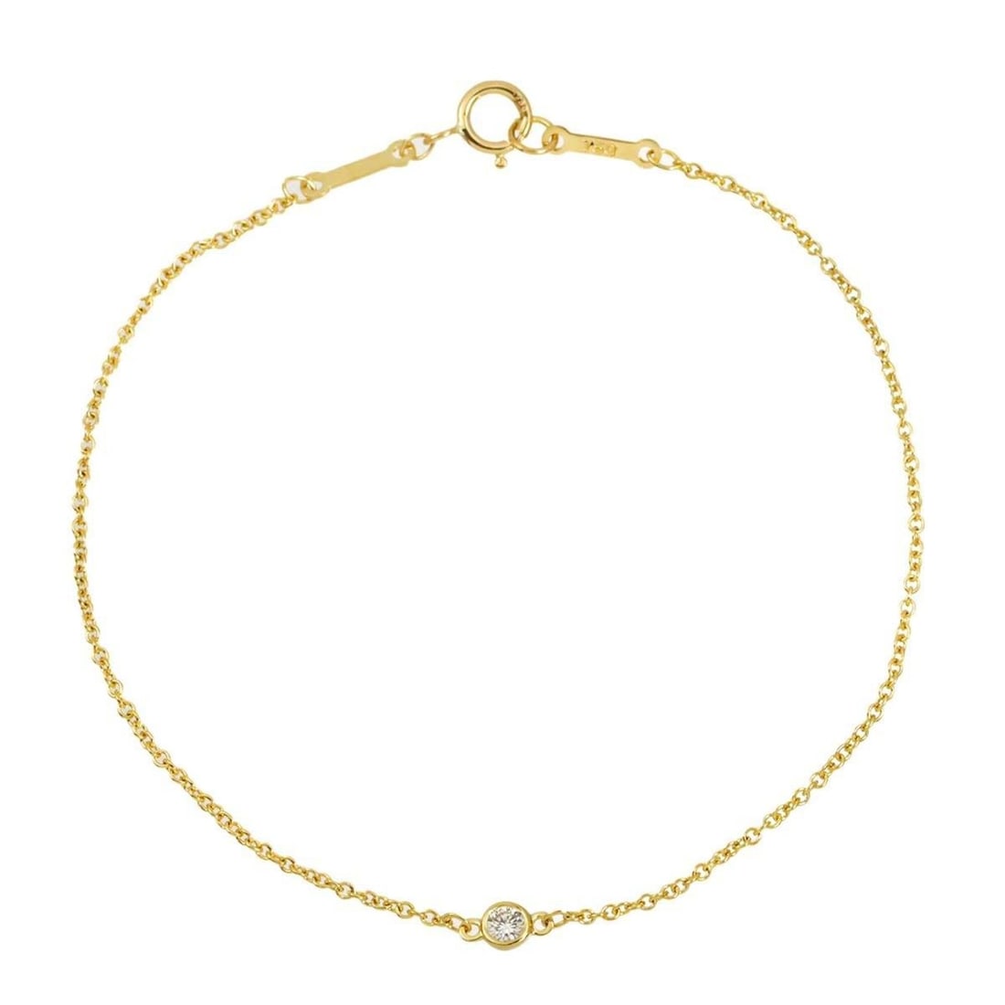 Tiffany & Co. By The Yard Diamond 1P Bracelet 17cm 18K YG 750 Yellow Gold: --- Catalog ---Category: SizeLength: 17cm / 6.69''Category: DesignType: Charm braceletGender: WomenMaterial: Yellow gold (18K)Category: GeneralBrand: Tiffany--- Item List ---Section: ConditionRanking: