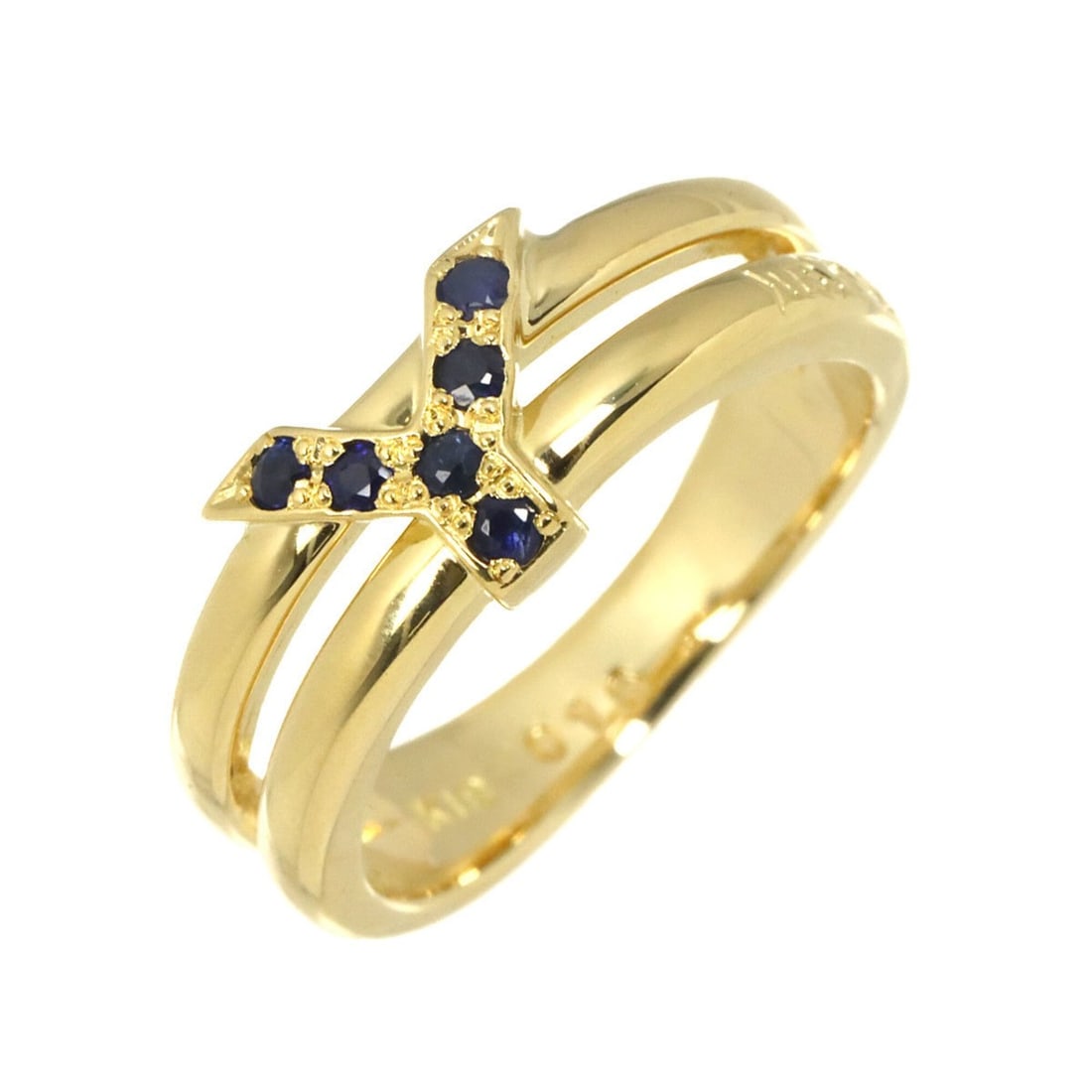 Yves Saint Laurent ring with 0.16ct sapphire in 18K yellow gold.: --- Catalog ---Category: SizeJP Size: 10US Size: 5.5Category: DesignType: Band ringGender: WomenMaterial: Yellow gold (18K)Category: GeneralBrand: Yves Saint Laurent--- Item List ---Section: Condition