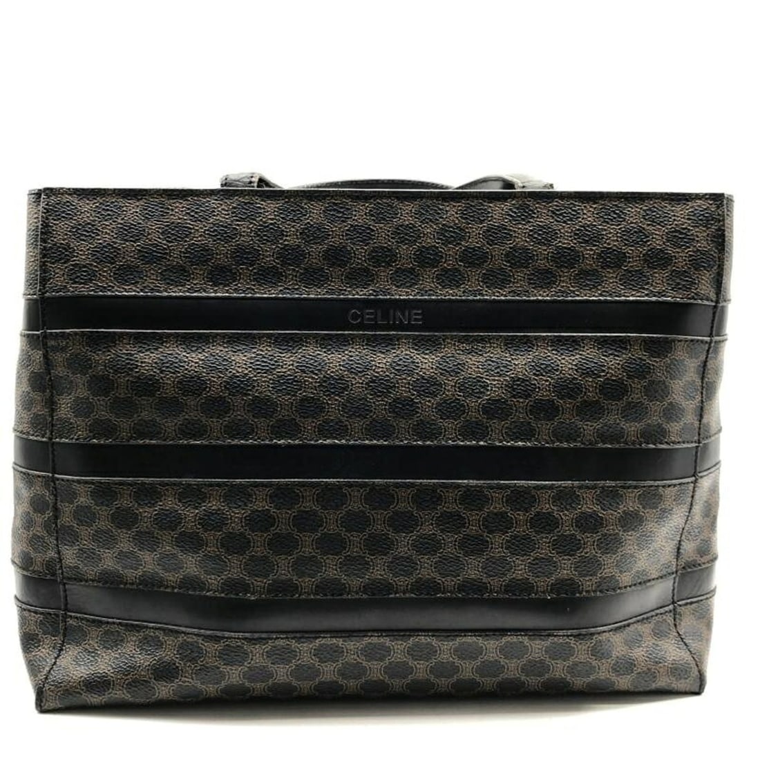 CELINE tote bag, Macadam pattern, Celine brown: --- Catalog ---Category: SizeSize (HxWxD): 23cm x 29cm x 10cm / 9.05'' x 11.41'' x 3.93''Category: DesignType: Tote bagColor: BrownGender: Women,MenMaterial: PVC Category: GeneralLine: MacadamBrand: C