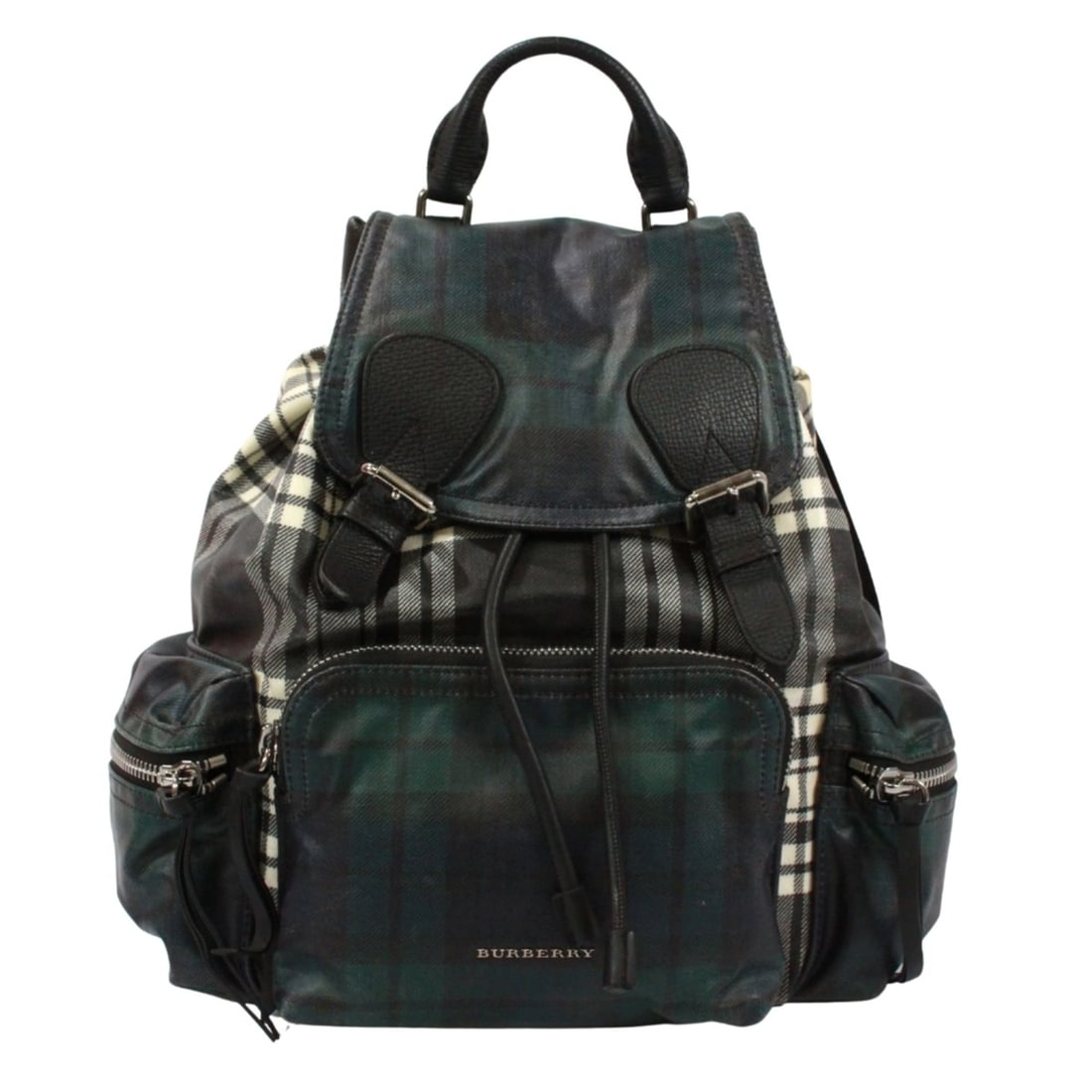 BURBERRY Backpack, House Check Pattern, Cotton Canvas, Green/Black, Men's/Women's (1 of 16)