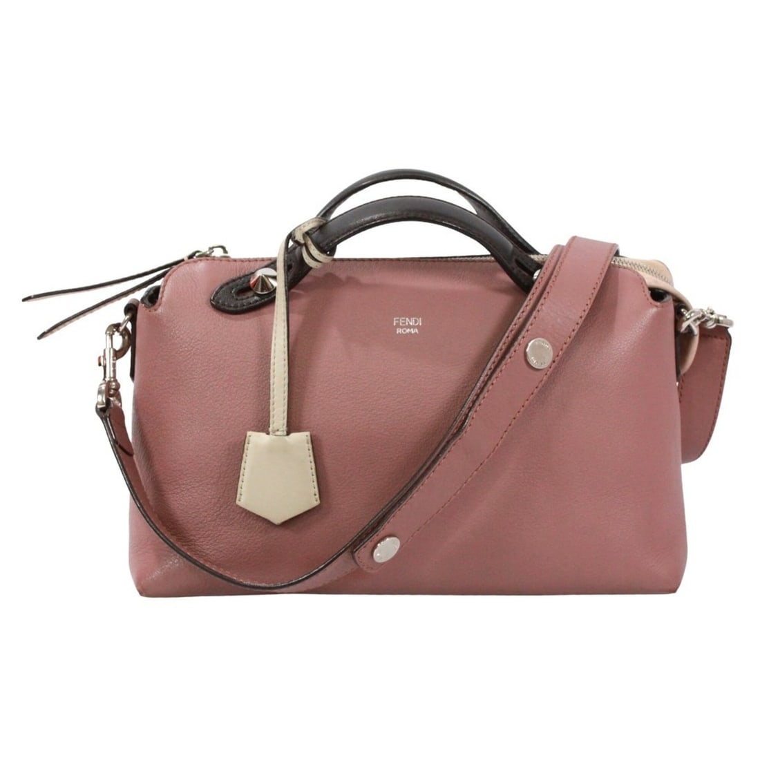 FENDI By The Way Medium Shoulder Bag 8BL124 - Leather Handbag in Pink, Black, and Ivory Women's: --- Catalog ---Category: SizeSize (HxWxD): 16cm x 28cm x 12cm / 6.29'' x 11.02'' x 4.72''Category: DesignType: Handbag, Shoulder bagColor: Black, Ivory, PinkGender: WomenMaterial: Leather Category: Ge