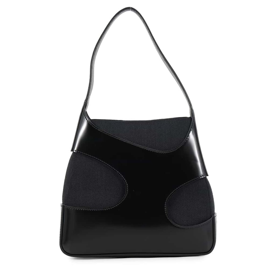 Salvatore Ferragamo handbag, cutout patent canvas, 213487, black. handbag for women.: --- Catalog ---Category: SizeWeight: 340g / 11.99oz.Size (HxWxD): 19cm x 21.5cm x 6cm / 7.48'' x 8.46'' x 2.36''Category: DesignType: HandbagColor: BlackGender: WomenClosure: MagnetMaterial: Canvas , 