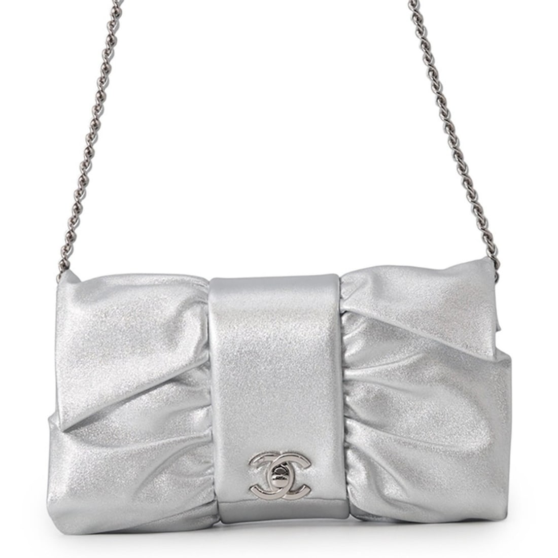 Chanel Chain Shoulder Bag, Coco Mark Ribbon Leather AS5129 CHANEL Handbag, Handbag for Women: --- Catalog ---Category: SizeWeight: 360g / 12.69oz.Size (HxWxD): 13cm x 22cm x 4cm / 5.11'' x 8.66'' x 1.57''Strap Length: 120cm / 47.24''Category: DesignType: Handbag, Shoulder bagColor: SilverGende