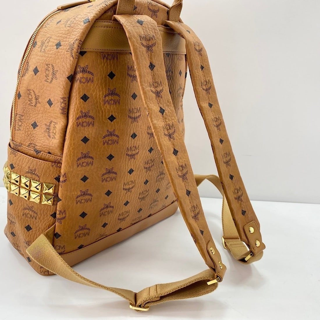 MCM Stark Medium Studded Backpack, Brown - 10
