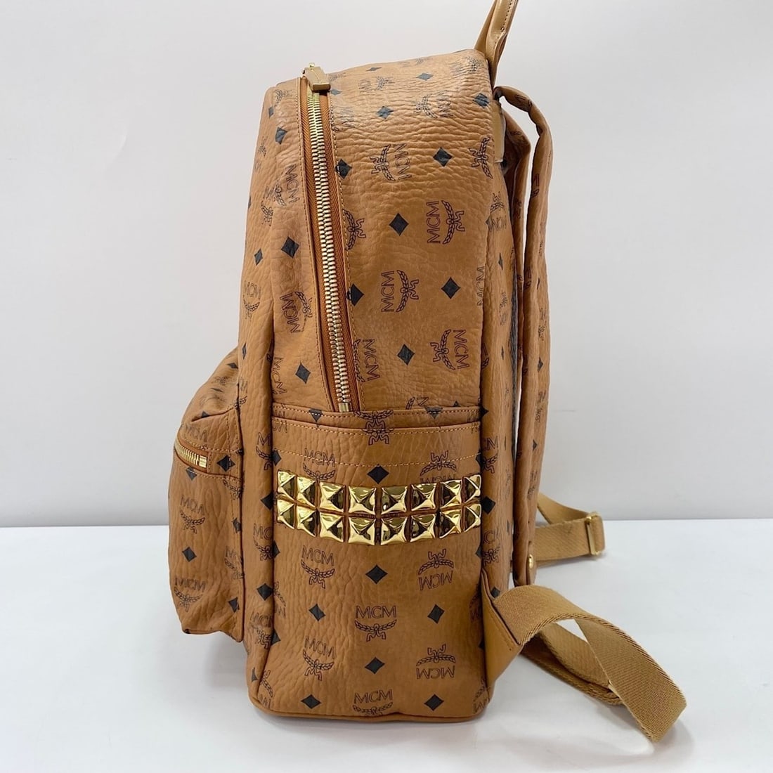 MCM Stark Medium Studded Backpack, Brown - 5