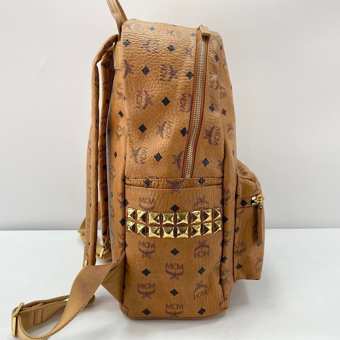 MCM Stark Medium Studded Backpack, Brown - 6