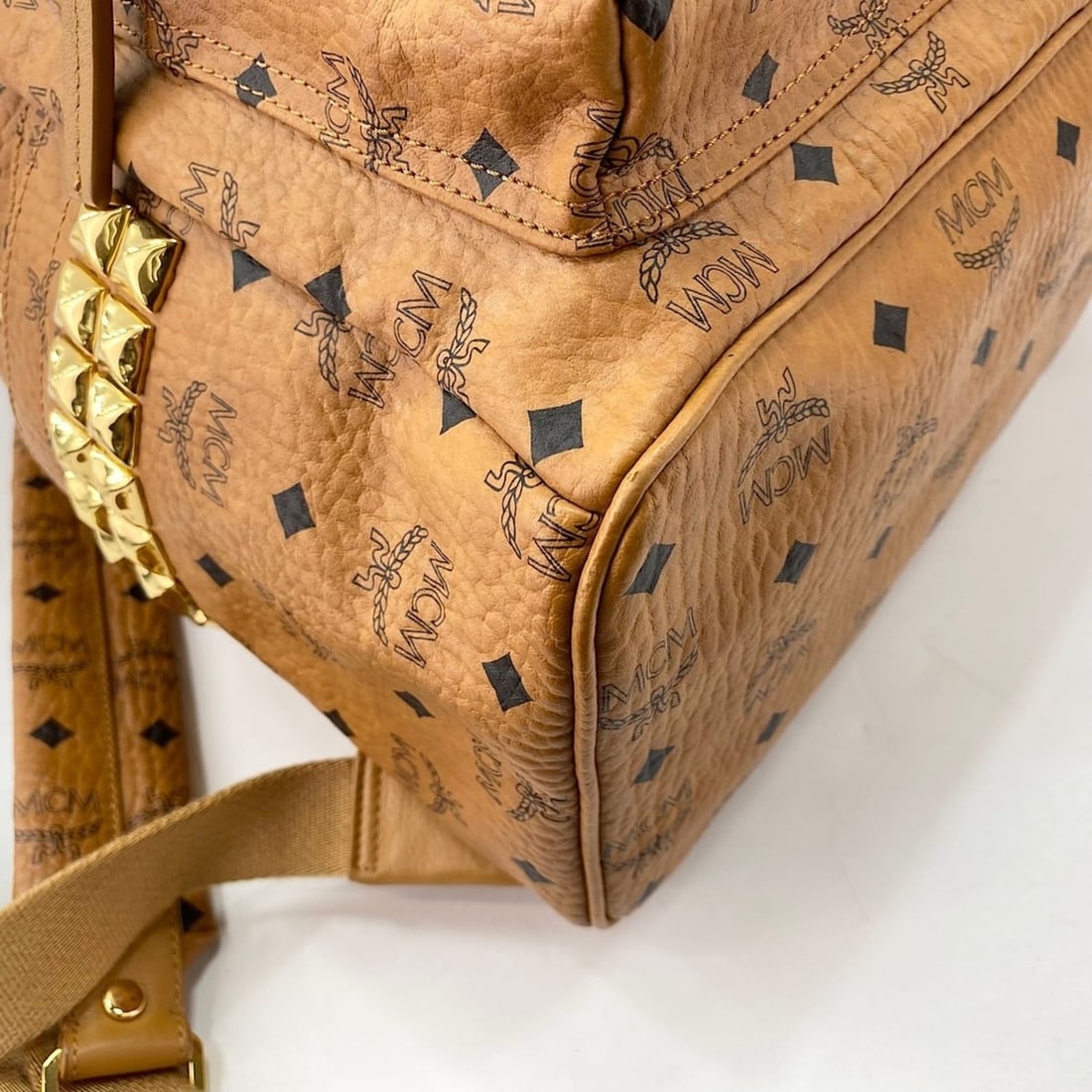 MCM Stark Medium Studded Backpack, Brown - 8