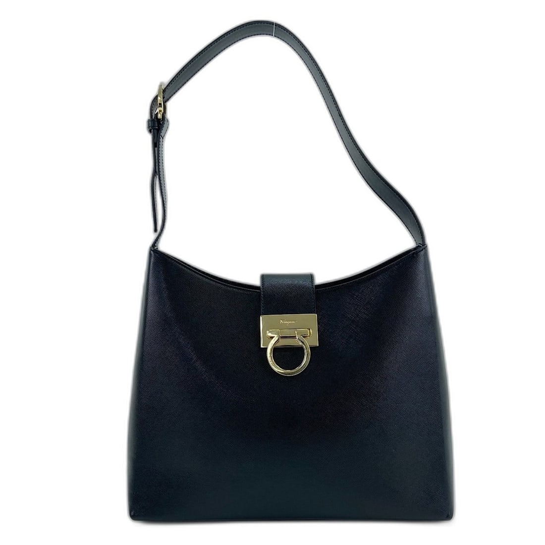 Salvatore Ferragamo Gancini Shoulder Bag, Leather, Black: --- Catalog ---Category: SizeSize (HxWxD): 22cm x 30cm x 7cm / 8.66'' x 11.81'' x 2.75''Category: DesignType: Shoulder bagColor: BlackGender: WomenCategory: GeneralLine: GanciniBrand: Salvatore