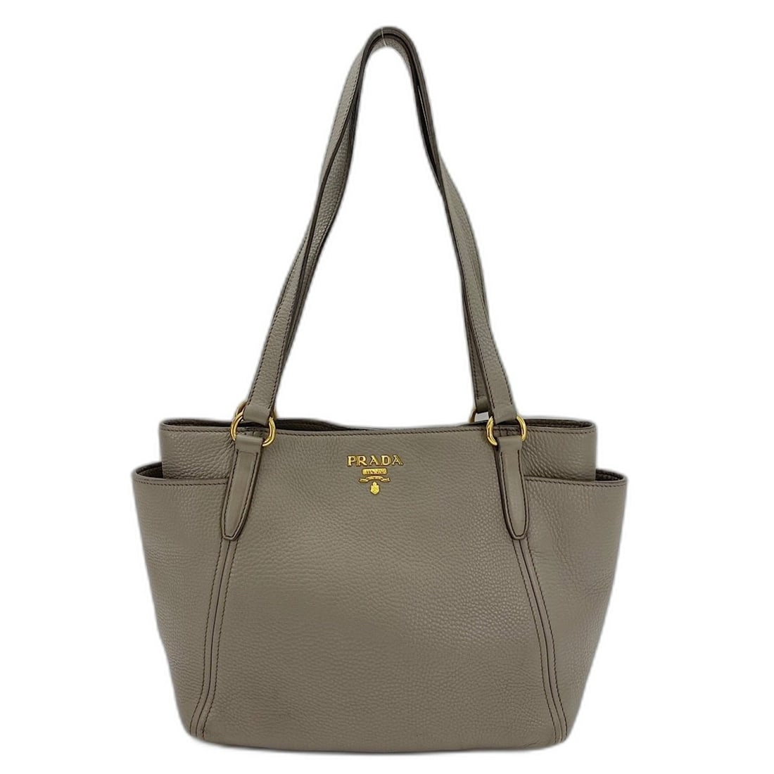 Prada Vitello Daino Tote Bag, Leather, Gray: --- Catalog ---Category: SizeSize (HxWxD): 24cm x 29cm x 14cm / 9.44'' x 11.41'' x 5.51''Category: DesignType: Tote bagColor: GrayGender: WomenMaterial: Leather Category: GeneralBrand: Prada--- Item L