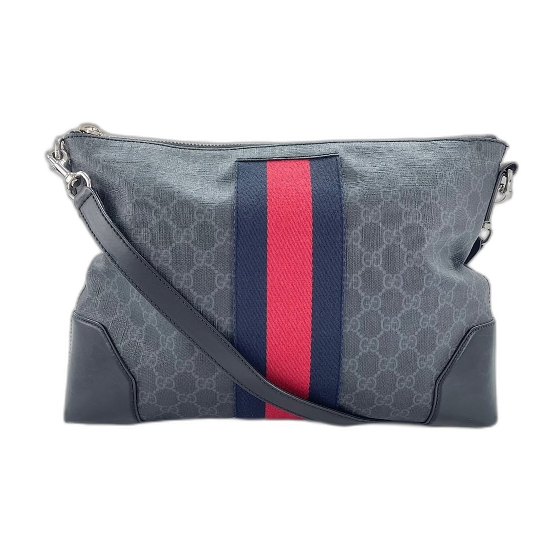 Gucci Web Stripe Shoulder Bag, Black: --- Catalog ---Category: SizeSize (HxWxD): 25cm x 35cm x 5cm / 9.84'' x 13.77'' x 1.96''Category: DesignType: Shoulder bagColor: BlackGender: Women,MenCategory: GeneralBrand: Gucci--- Item List ---Sec