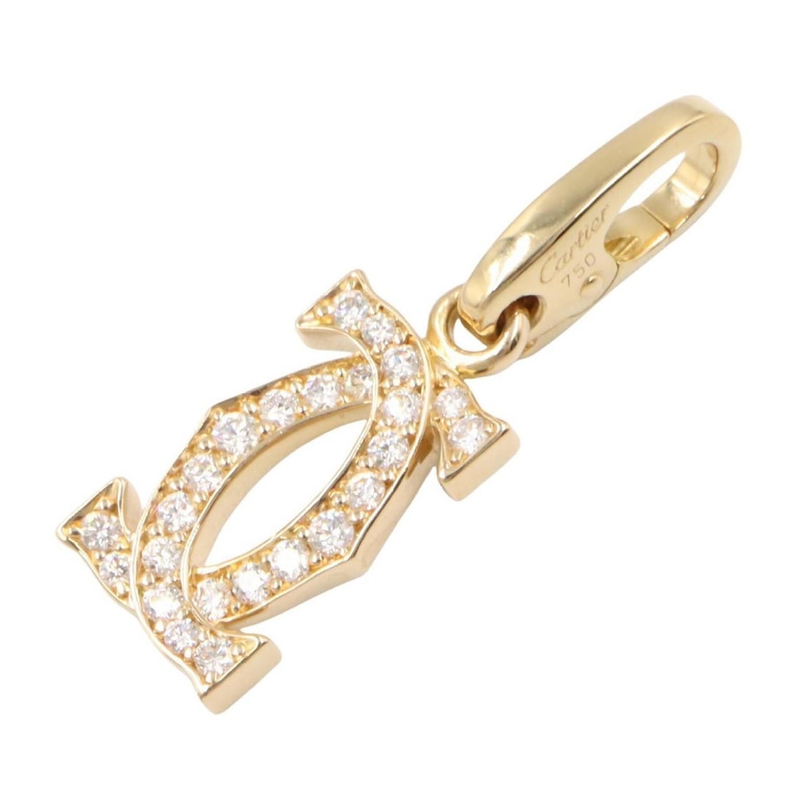 Cartier 2C Diamond Charm, 18K (Yellow Gold) Women's, Gold Tone, Clear Tone (1 of 8)