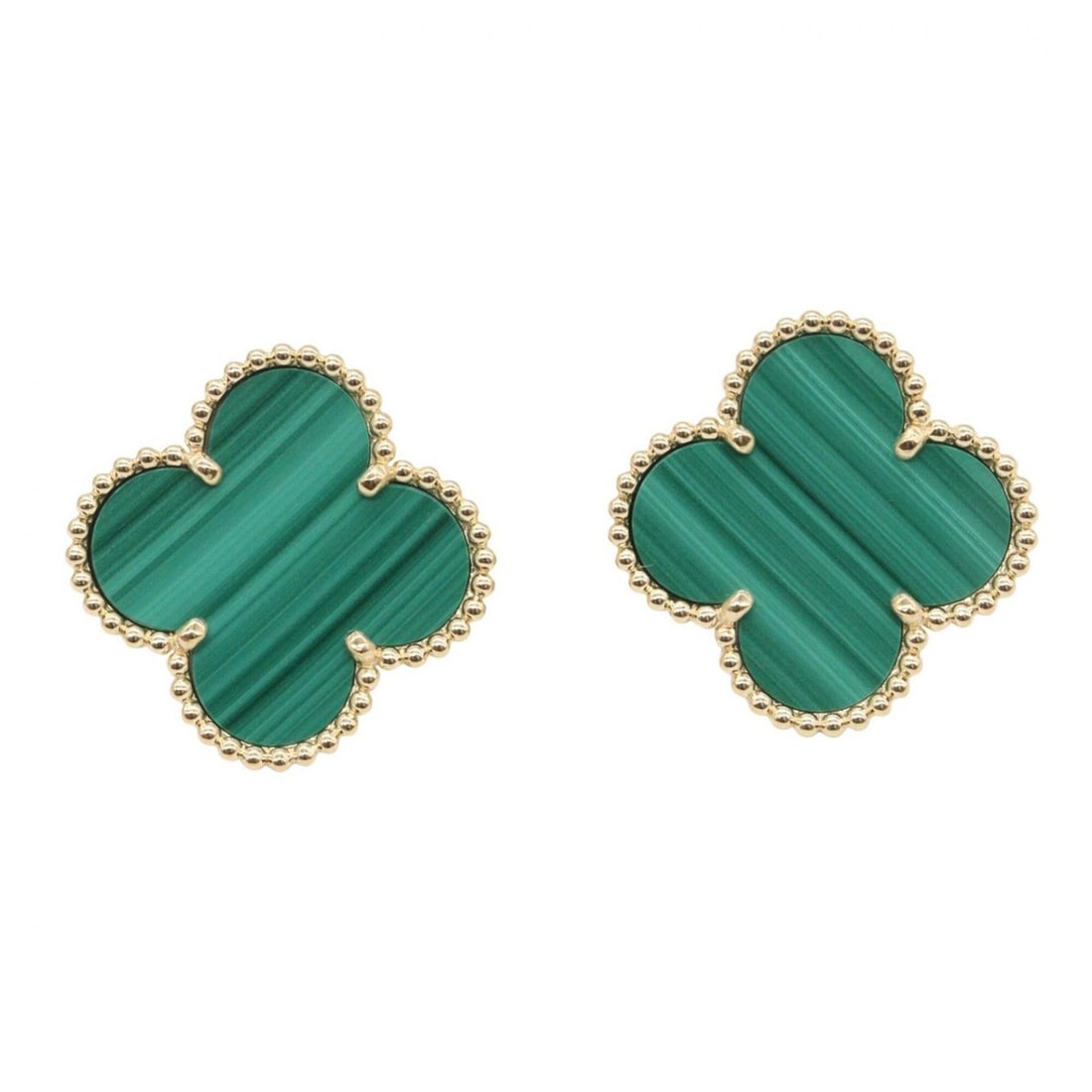 Van Cleef & Arpels Magic Alhambra Malachite Earrings, 18K (Yellow Gold), Malachite, Women's, (1 of 7)