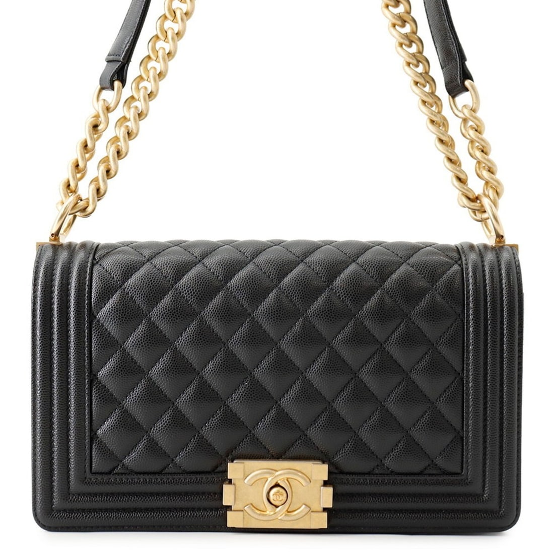 Chanel Chain Shoulder Bag Matelassé Coco Mark Boy Caviar Skin A67086 CHANEL Black Handbag Women's (1 of 16)