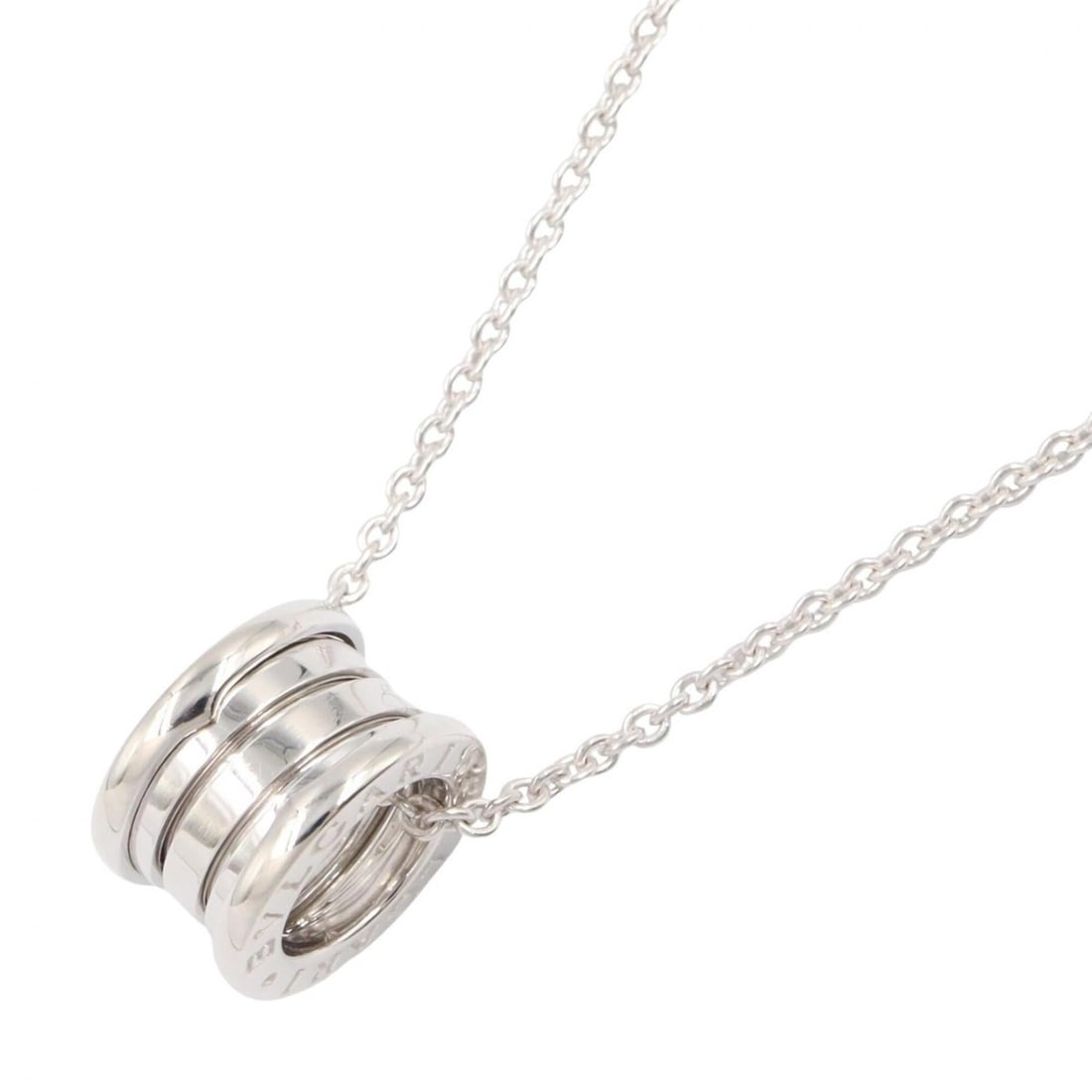 Bvlgari Bulgari B-zero1 Necklace, 18K White Gold (18KWG), Women's, Silver Tone, Item Number 352815: --- Catalog ---Category: SizePendant Size: 14mm x 9mm / 0.55'' x 0.35''Neck Circumference: 41.5 cm / 16.33''Category: DesignColor: SilverGender: WomenMaterial: White gold (18K)Necklace Type: NecklaceC