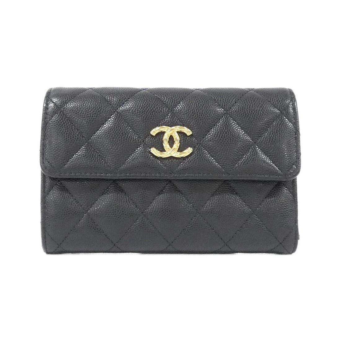 Chanel wallet: --- Catalog ---Category: SizeSize (HxWxD): 10cm x 15cm x 2cm / 3.93'' x 5.9'' x 0.78''Category: DesignType: Wallet (tri-fold)Color: BlackGender: WomenMaterial: Grained Calfskin Category: GeneralBrand: