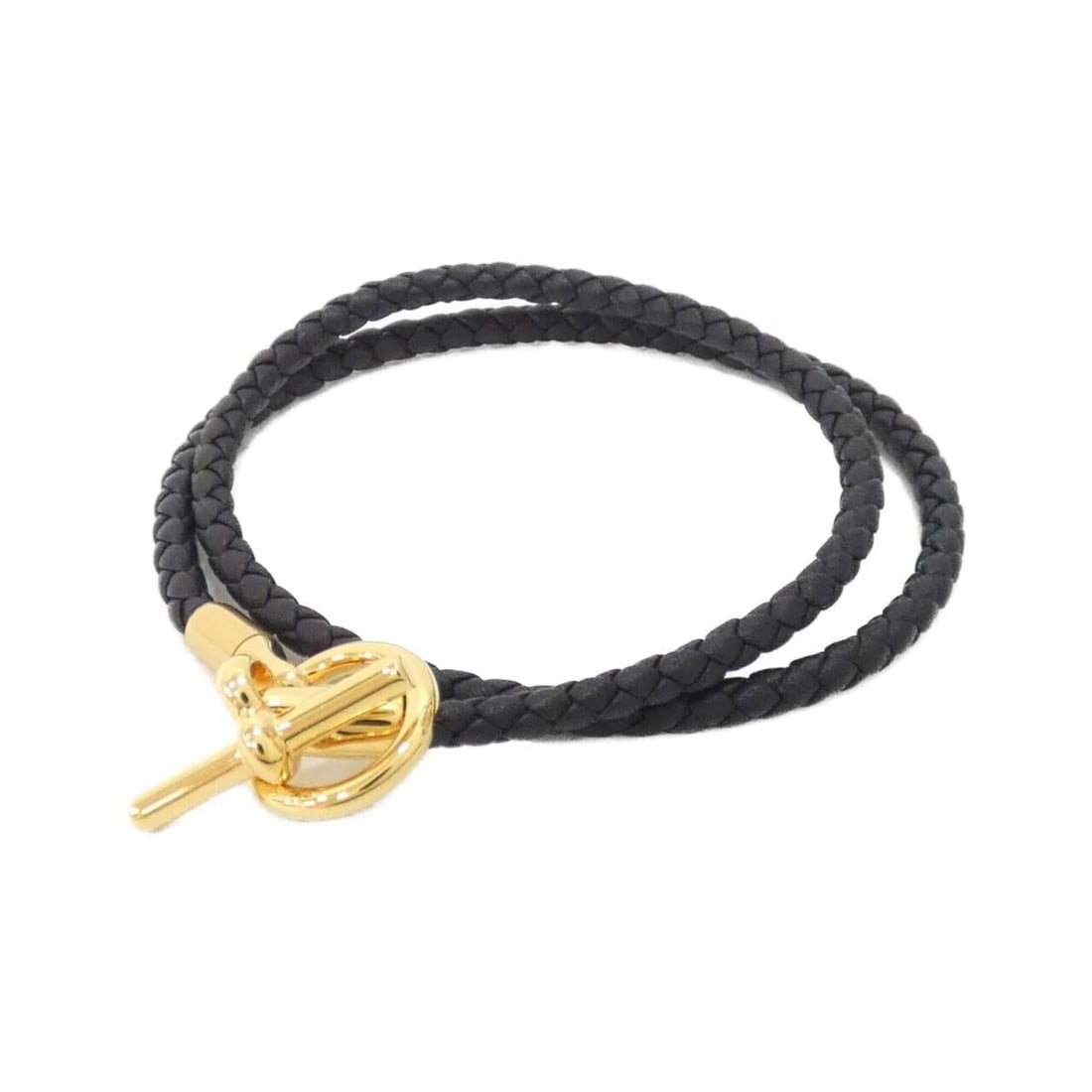 Hermes Hermès Glenan Double Tour 071689F Bracelet: --- Catalog ---Category: SizeLength: 39cm / 15.35''Category: DesignType: Charm braceletColor: Black, GoldGender: Men,WomenMaterial: Swift leatherCategory: GeneralMPN: 071689FBrand: Hermes--- Item List