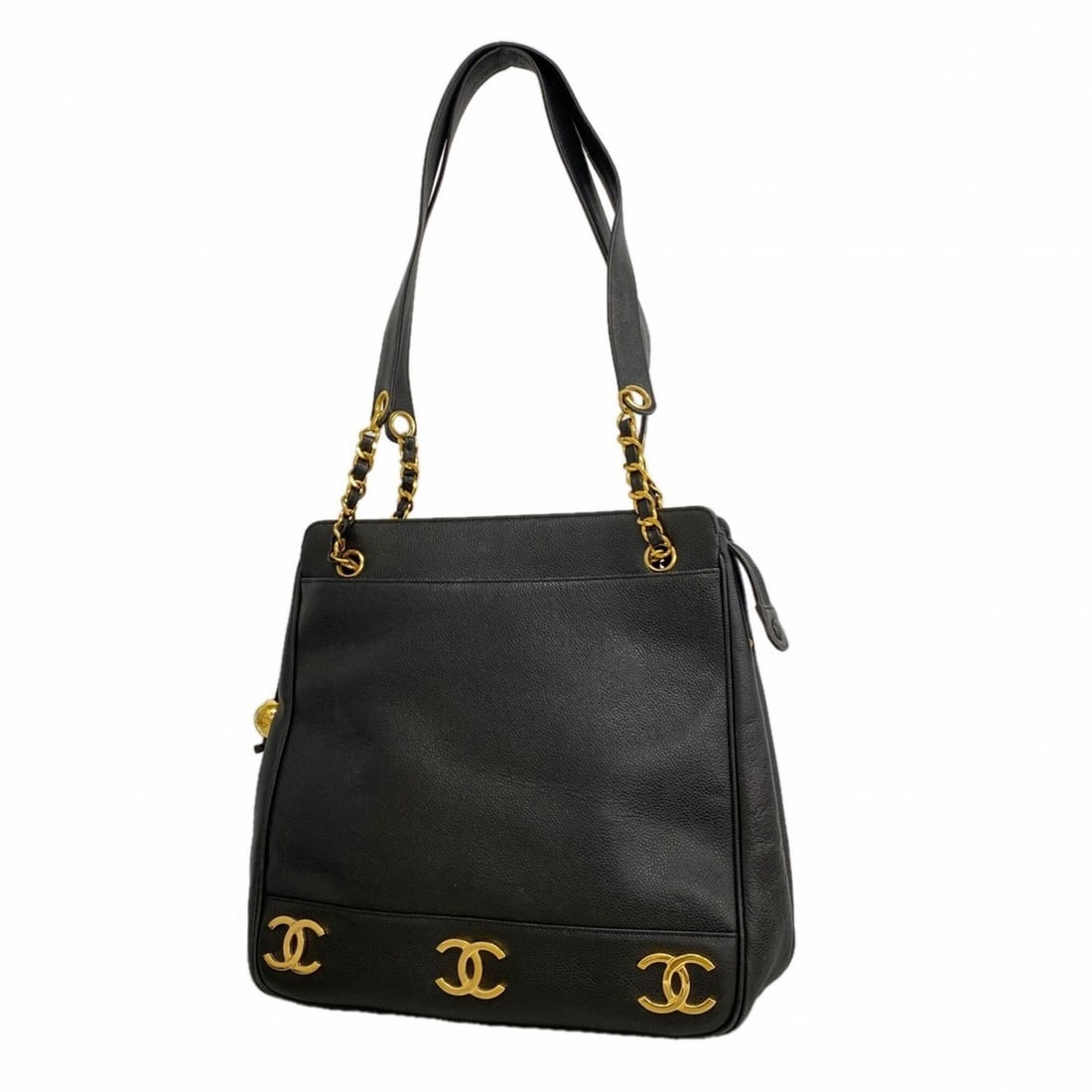 Chanel Triple Coco Chain Shoulder Bag, Caviar Leather, Black, Women's, P3246406 (1 of 12)
