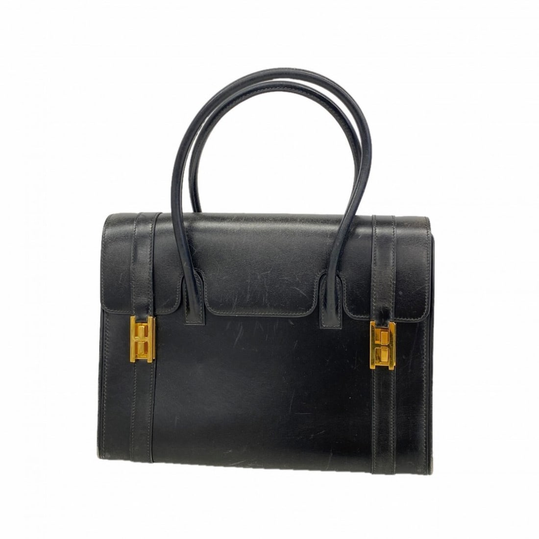 Hermes Drag 27 Handbag, Box Calf Leather, Black, with "L" stamp, Ladies'.: --- Catalog ---Category: SizeSize (HxWxD): 20.5cm x 26.5cm x 10cm / 8.07'' x 10.43'' x 3.93''Category: DesignType: HandbagColor: BlackGender: WomenMaterial: Box calf leather Hardware Color: GoldCatego