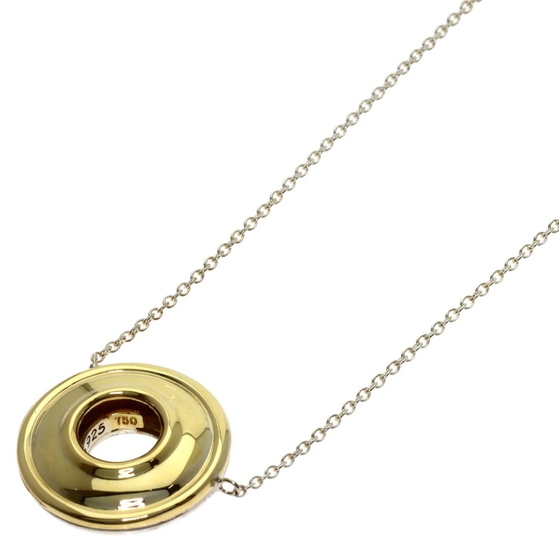 Tiffany & Co. Circle Necklace, Silver/18K Yellow Gold, Women's.: --- Catalog ---Category: SizePendant Size: 16mm x 15.8mm / 0.62'' x 0.62''Neck Circumference: 43 cm / 16.92''Category: DesignGender: WomenMaterial: Silver, Yellow gold (18K)Necklace Type: NecklaceCate