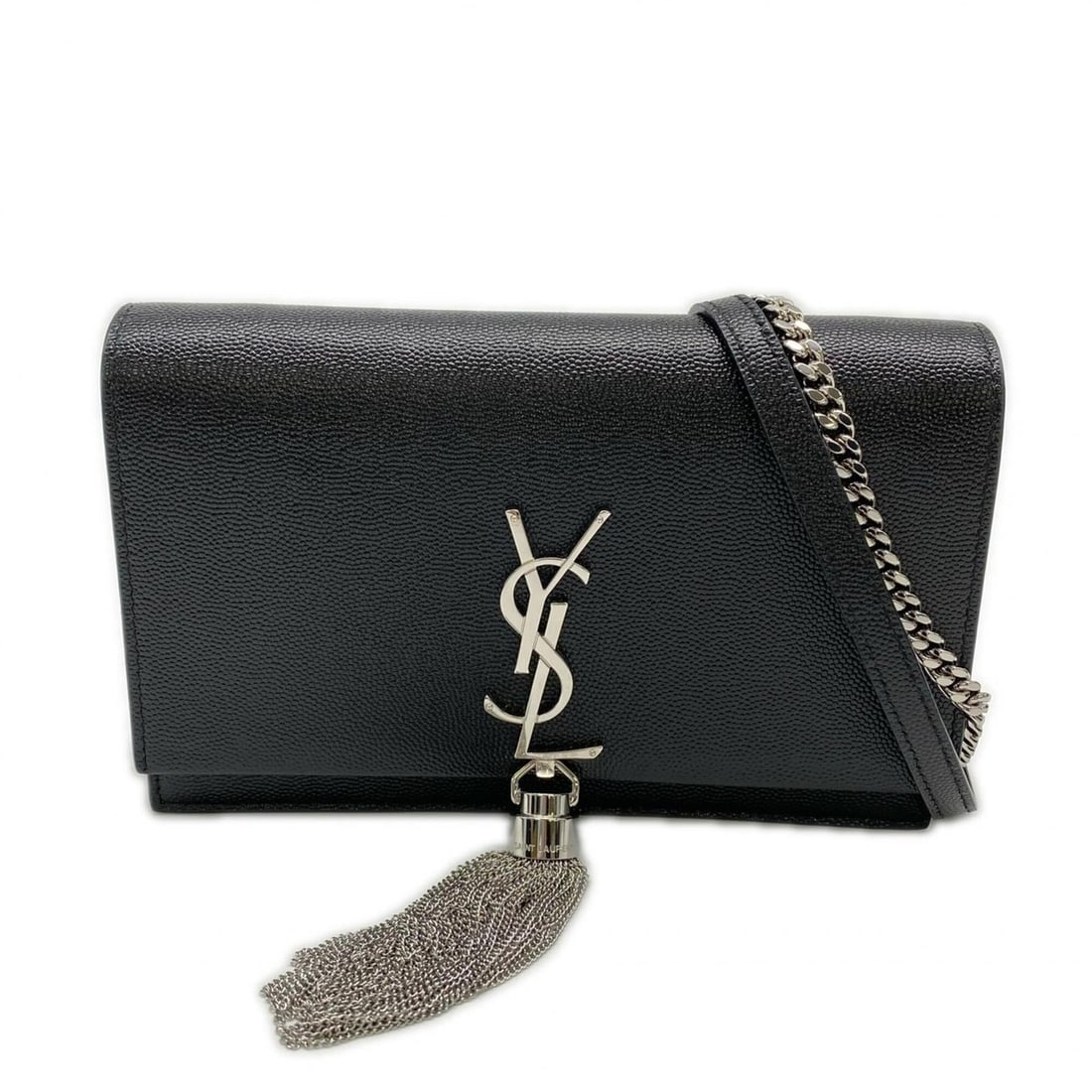 YVES SAINT LAURENT Kate Tassel Small Chain Wallet 452159 Shoulder Bag Black Silver Leather Women's (1 of 17)