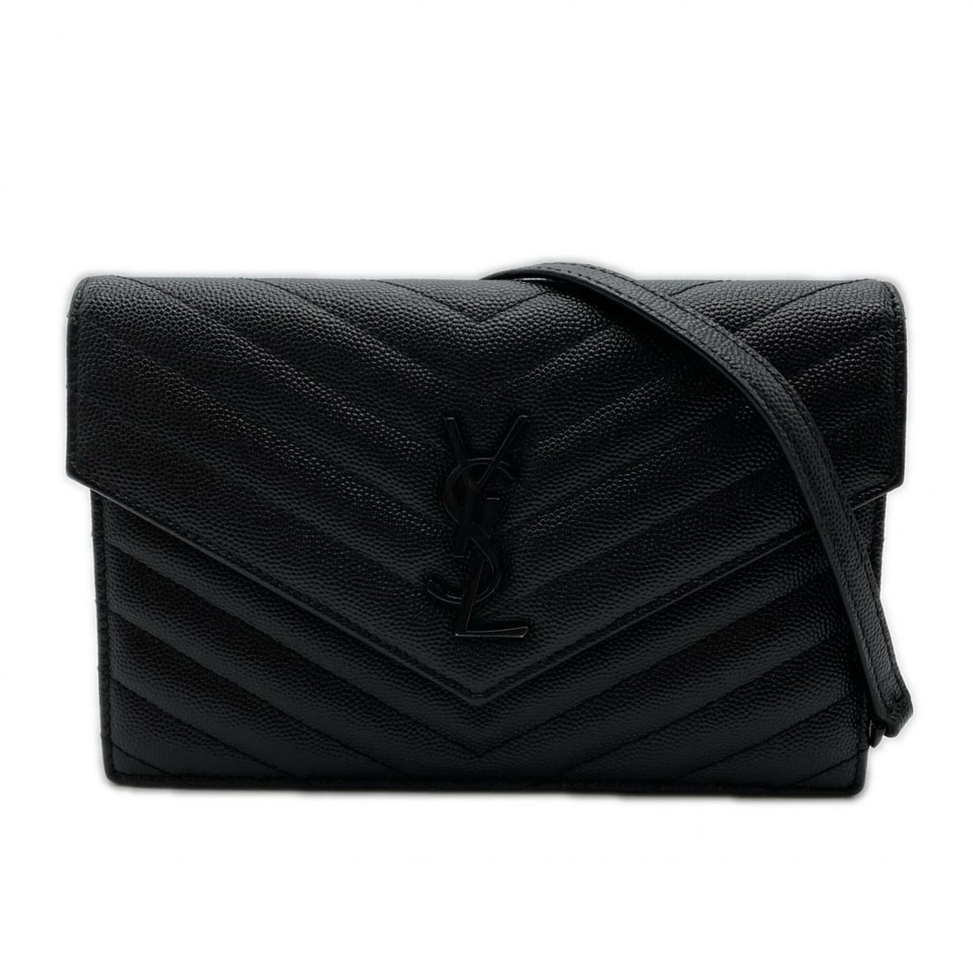 YVES SAINT LAURENT Cassandra Chain Wallet 393953 Shoulder Bag Black Calf Leather Women's: --- Catalog ---Category: SizeSize (HxWxD): 12.5cm x 19cm x 3cm / 4.92'' x 7.48'' x 1.18''Strap Length: 129cm / 50.78''Category: DesignType: Shoulder bagColor: BlackGender: WomenMaterial: Leather Leath