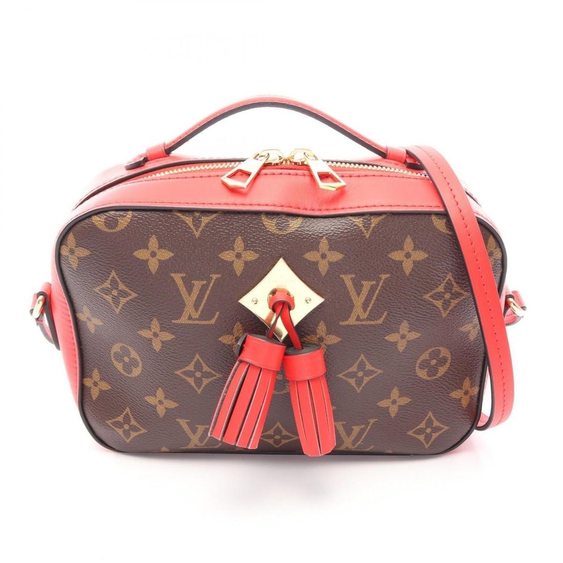Louis Vuitton Saint-Onge Monogram Coquelicot 2-Way Shoulder Bag/Handbag, Coated Canvas and Leather,: --- Catalog ---Category: SizeSize (HxWxD): 14.5cm x 21cm x 7cm / 5.7'' x 8.26'' x 2.75''Category: DesignType: Handbag, Shoulder bagColor: Brown, Red colorGender: WomenMaterial: PVC , Leather Category: