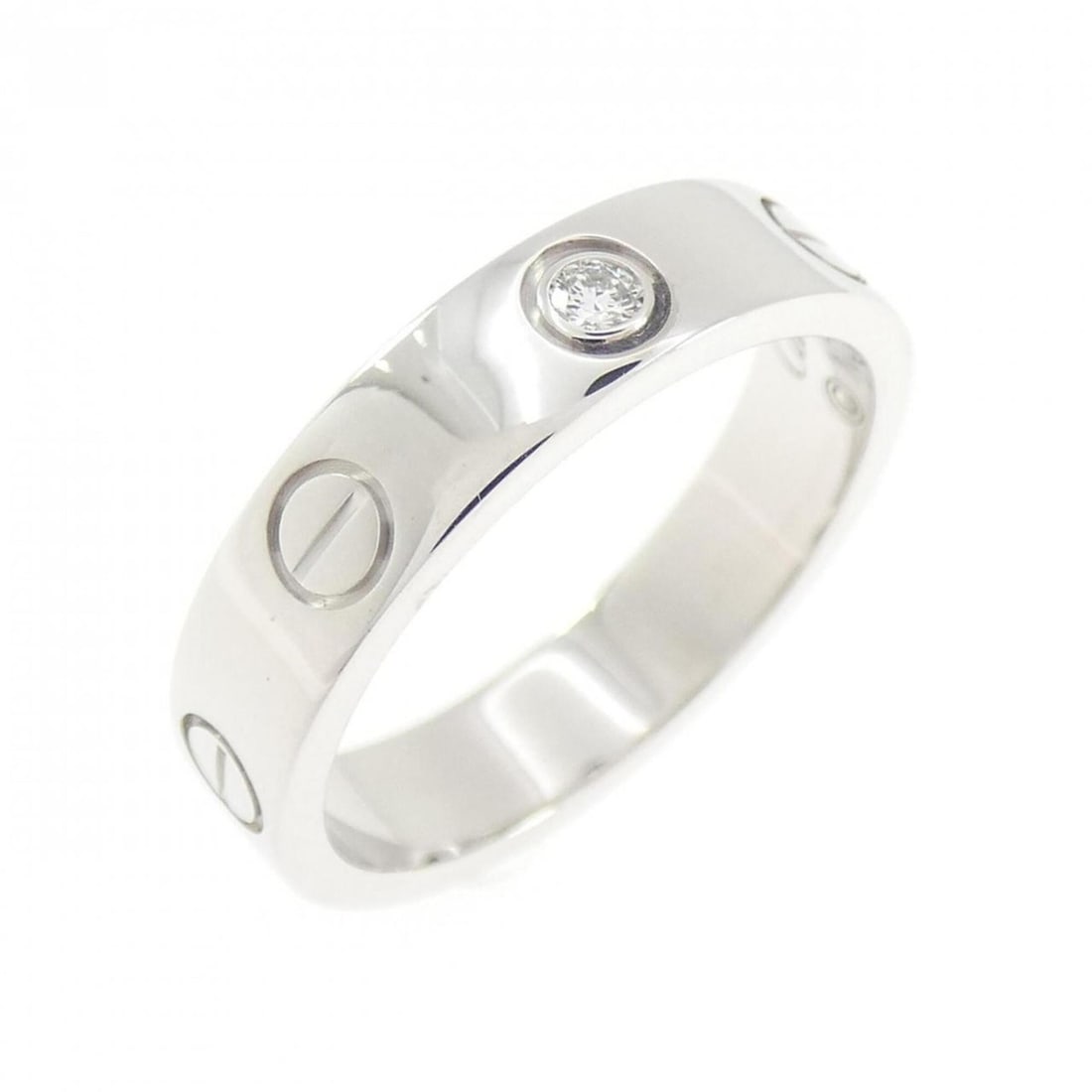 Cartier Mini Love 1P Ring: --- Catalog ---Category: SizeUS Size: 4.5Brand Size: 48Category: DesignType: Band ringStone: DiamondGender: WomenMaterial: White gold (18K)Category: GeneralMPN: B4050500Brand: Cartier--- Item List