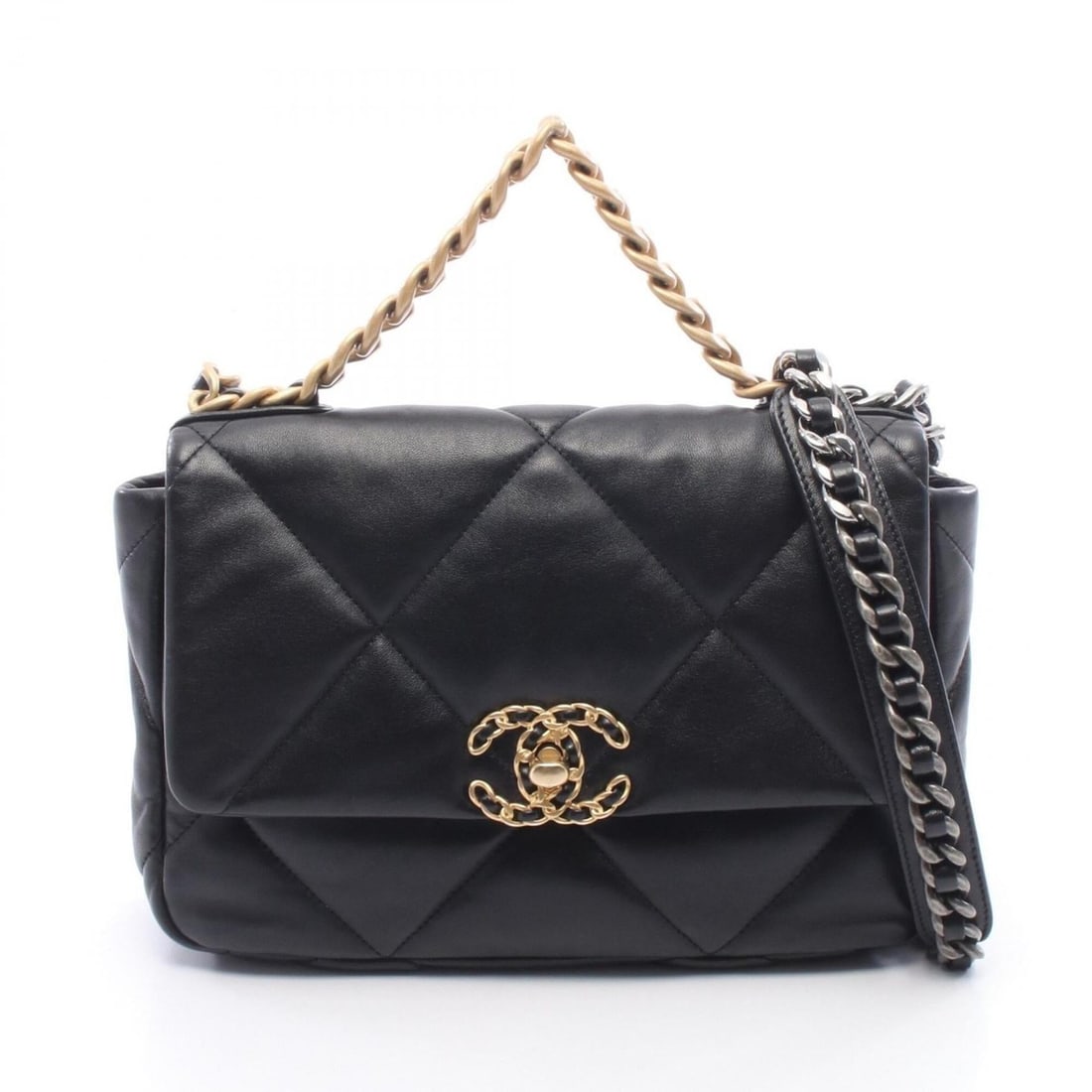 Chanel 19 Dixneuf Matelassé Shoulder Bag Handbag Leather Women's Black AS1160: --- Catalog ---Category: SizeSize (HxWxD): 17cm x 25cm x 8cm / 6.69'' x 9.84'' x 3.14''Category: DesignType: Handbag, Shoulder bagColor: BlackGender: WomenMaterial: Leather Category: GeneralMPN: