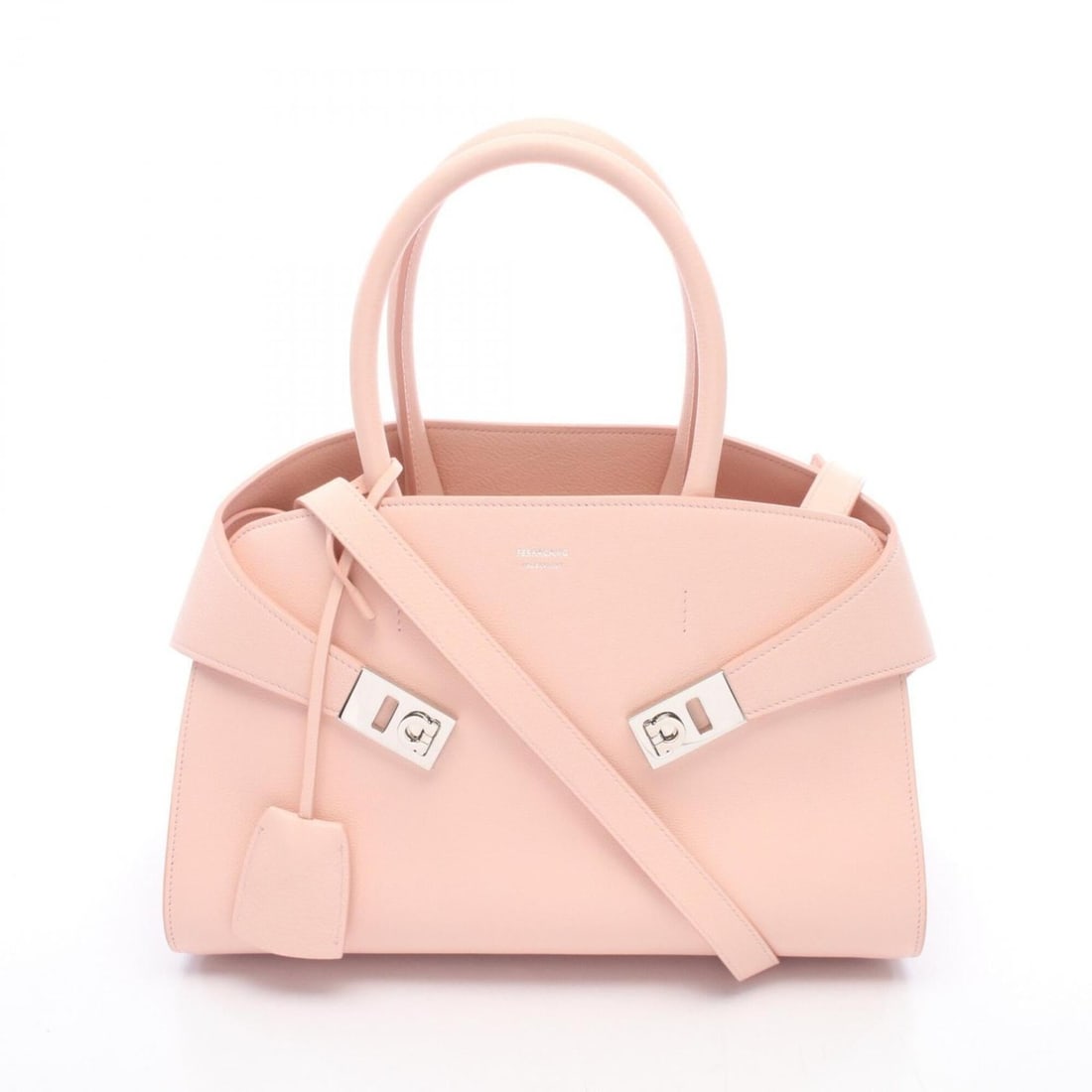 Salvatore Ferragamo HUG Small 2-Way Handbag, Leather, Women's, Pink, 215608: --- Catalog ---Category: SizeSize (HxWxD): 22cm x 32cm x 16cm / 8.66'' x 12.59'' x 6.29''Category: DesignType: HandbagColor: PinkGender: WomenMaterial: Leather Category: GeneralMPN: 215608Brand: Salva
