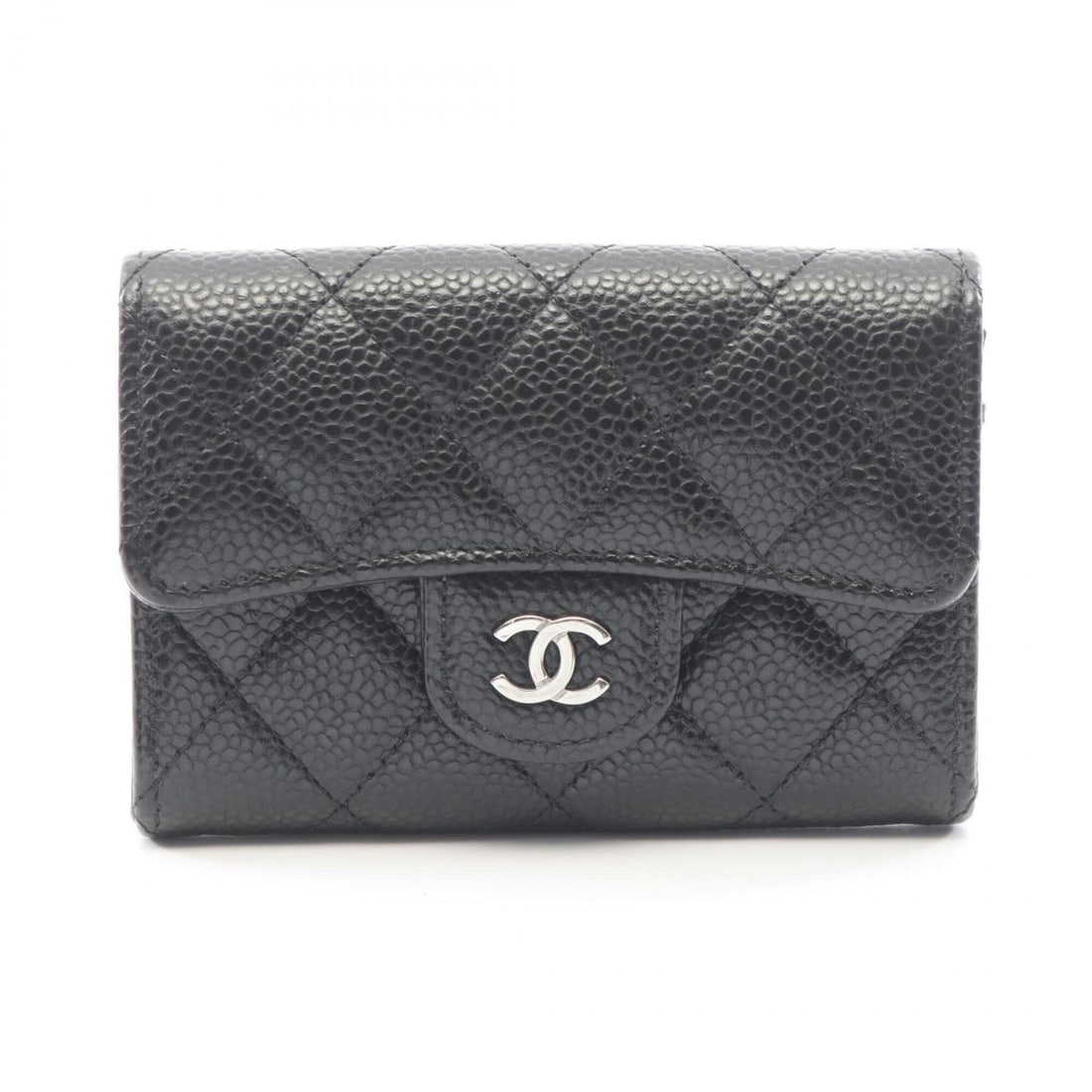 Chanel Classic Flap Card Case Matelassé Business Holder/Card Accessory Caviar Skin (Grained Calf): --- Catalog ---Category: DesignType: Business card caseColor: BlackGender: WomenMaterial: Grained Calfskin Category: GeneralBrand: ChanelCategory: Physical PropertiesSize (HxWxD): 7.5cm x 11cm x 2cm /