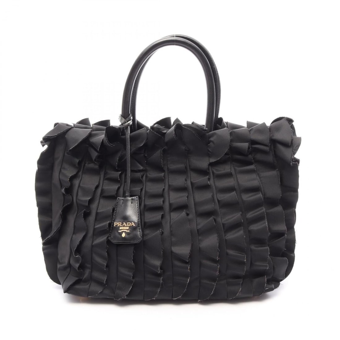 Prada PRADA Frill Tote Bag Handbag Nylon Leather Women's Black: --- Catalog ---Category: SizeSize (HxWxD): 24cm x 28cm x 14cm / 9.44'' x 11.02'' x 5.51''Category: DesignType: Handbag, Tote bagColor: BlackGender: WomenMaterial: Nylon , Leather Category: GeneralBran