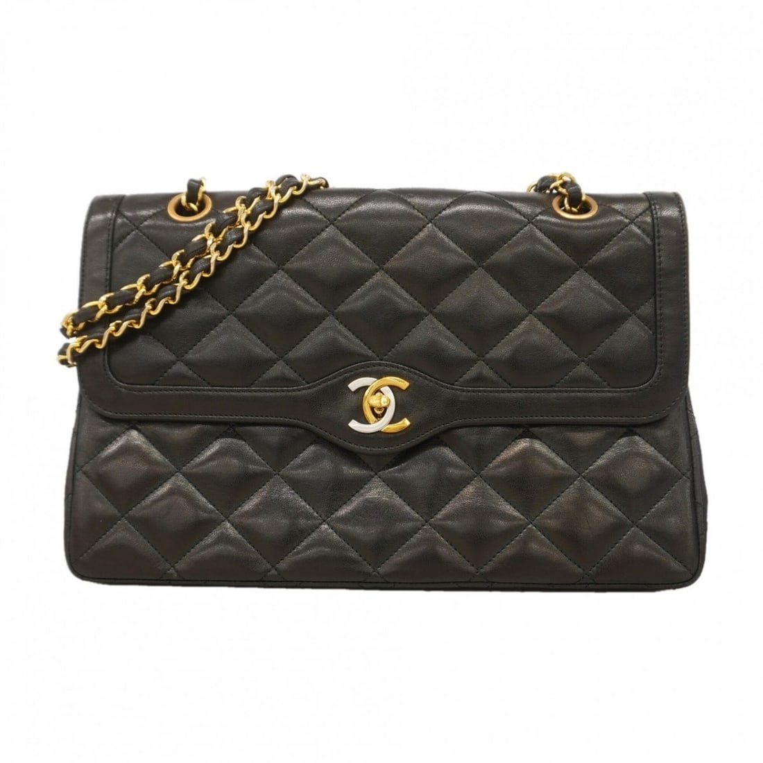 Chanel Matelassé Shoulder Bag, Paris Limited Edition, Double Flap, Chain, Lambskin, Black Gold,: --- Catalog ---Category: SizeSize (HxWxD): 19cm x 28cm x 6.5cm / 7.48'' x 11.02'' x 2.55''Category: DesignType: Shoulder bagColor: BlackGender: WomenMaterial: Leather Hardware Color: Gold, SilverLeath