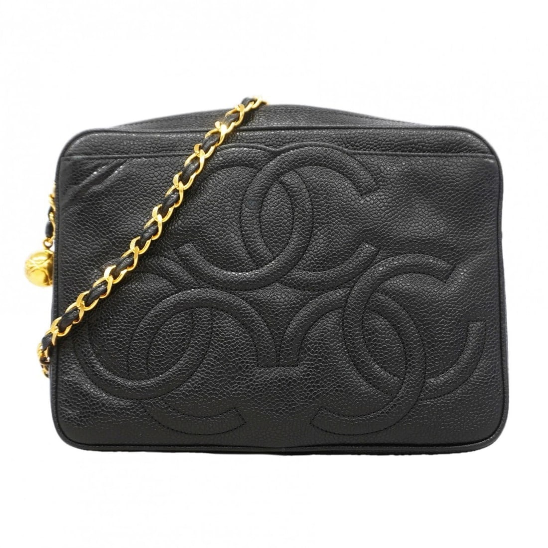 Chanel Triple Coco Caviar Leather Shoulder Bag, Black, for Women: --- Catalog ---Category: SizeSize (HxWxD): 16.5cm x 22.5cm x 6cm / 6.49'' x 8.85'' x 2.36''Category: DesignType: Shoulder bagColor: BlackGender: WomenMaterial: Grained Calfskin Hardware Color: GoldCat