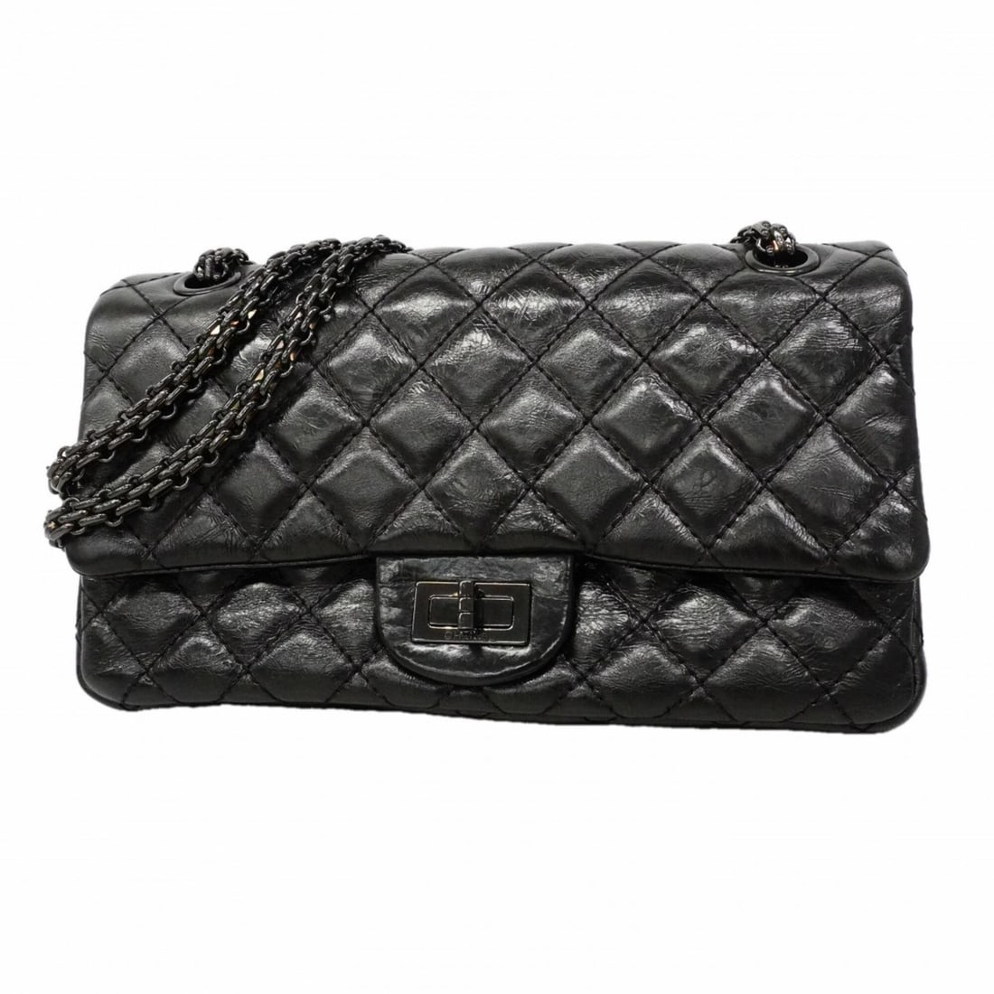 Chanel Shoulder Bag 2.55 Double Chain Calfskin Black Women's: --- Catalog ---Category: SizeSize (HxWxD): 13cm x 24cm x 13cm / 5.11'' x 9.44'' x 5.11''Category: DesignType: Shoulder bagColor: BlackGender: WomenMaterial: Leather Hardware Color: SilverLeather/Fur T