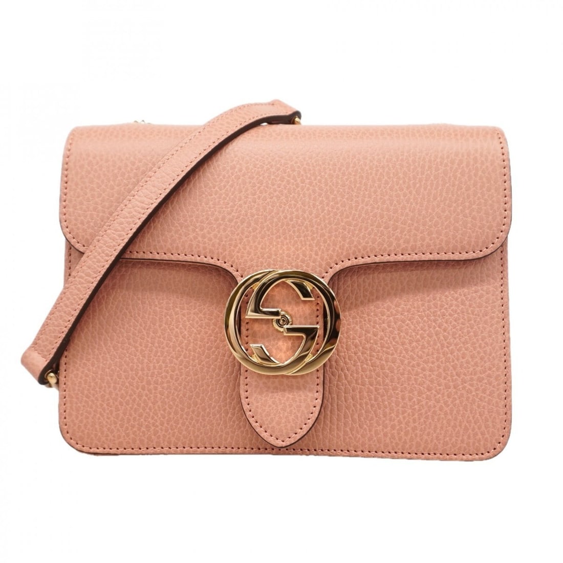 Gucci Interlocking G Leather Shoulder Bag, Pink, Women's (1 of 11)