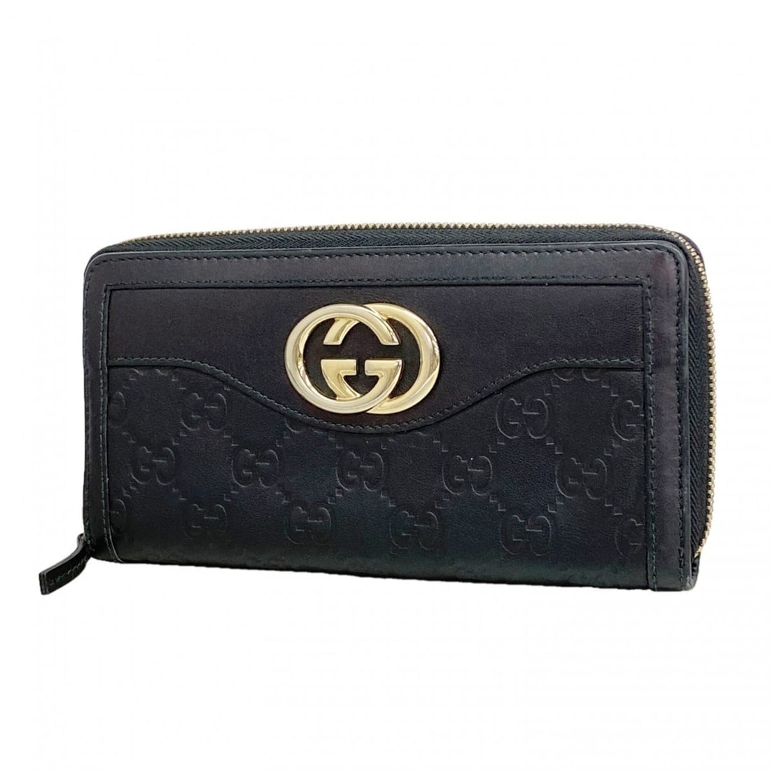 Gucci long wallet, Guccissima Interlocking G, 291132, leather, black, women's.: --- Catalog ---Category: SizeSize (HxWxD): 10.5cm x 19cm x 2.5cm / 4.13'' x 7.48'' x 0.98''Category: DesignType: Long wallet (bi-fold)Color: BlackGender: WomenMaterial: Leather Category: GeneralMPN: 2