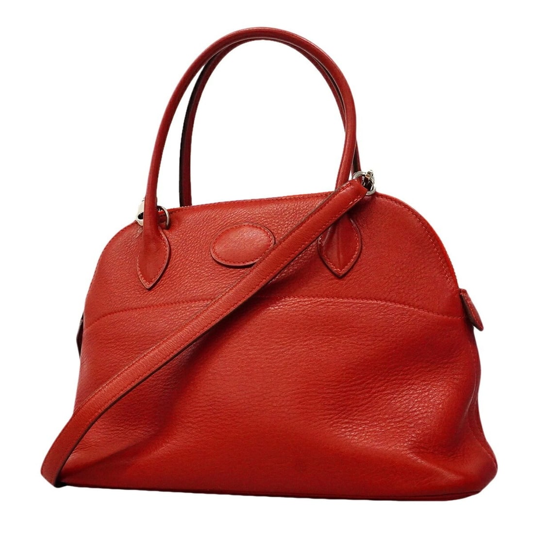 Hermes Bolide 27 Evercolor Rouge Vif Handbag (?J stamp) 2-way bag for women: --- Catalog ---Category: SizeSize (HxWxD): 18cm x 27cm x 9cm / 7.08'' x 10.62'' x 3.54''Category: DesignType: HandbagColor: Rouge vifGender: WomenHardware Color: SilverCategory: GeneralBrand: Hermes--