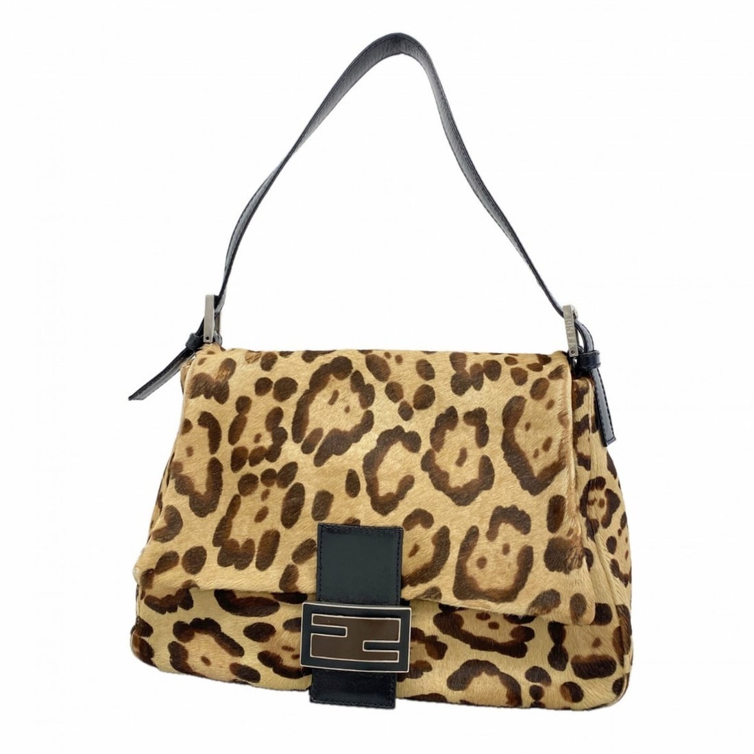 Fendi handbag, leopard print, calfskin, brown, women's. (1 of 13)